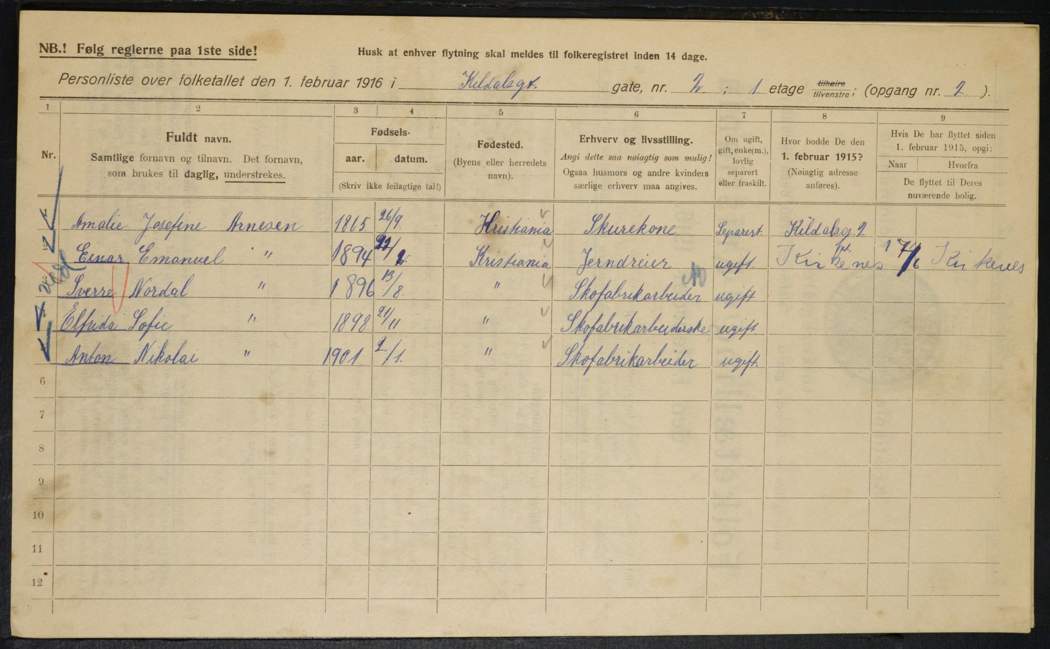 OBA, Municipal Census 1916 for Kristiania, 1916, p. 50600