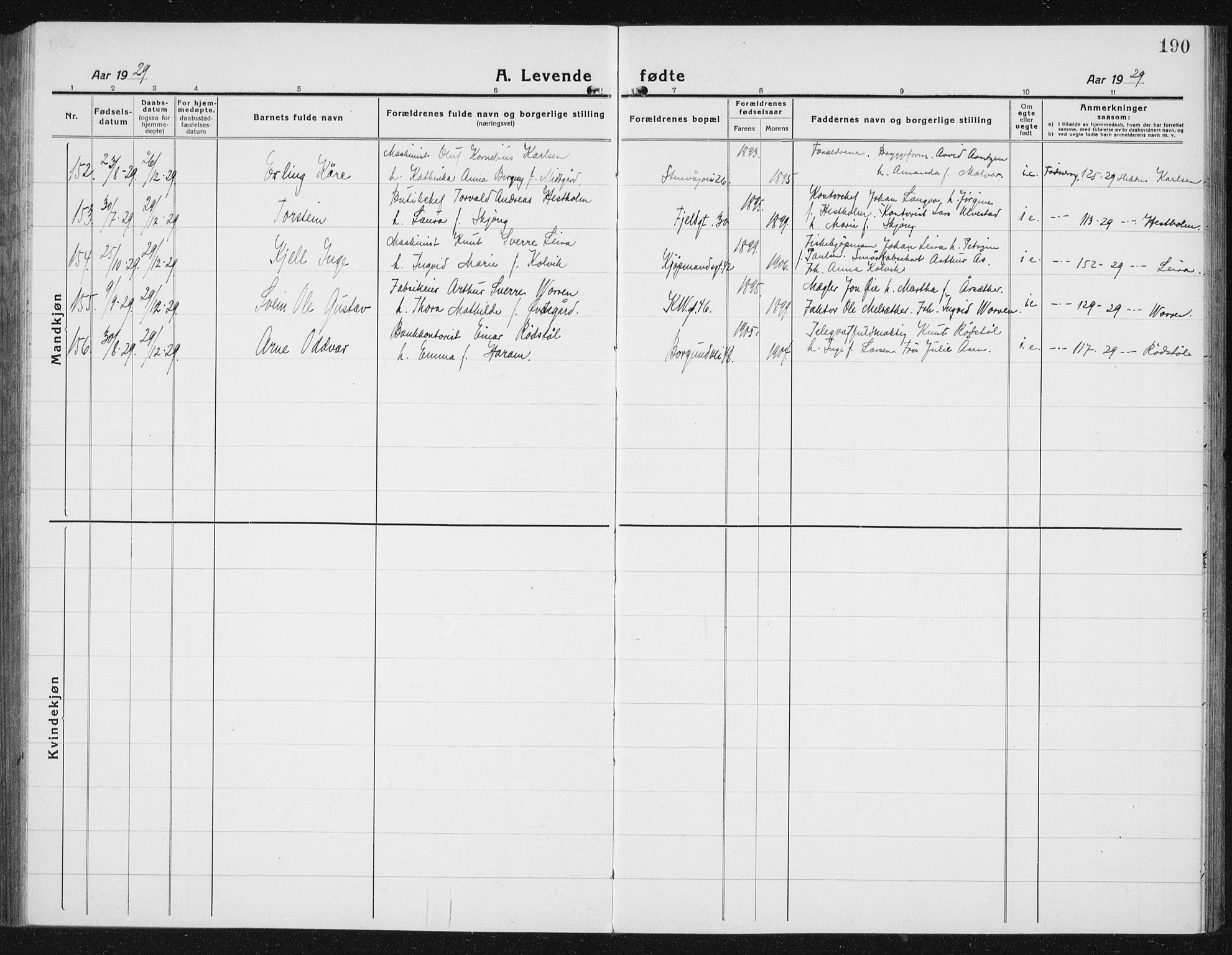 Ministerialprotokoller, klokkerbøker og fødselsregistre - Møre og Romsdal, AV/SAT-A-1454/529/L0475: Parish register (copy) no. 529C12, 1921-1934, p. 190