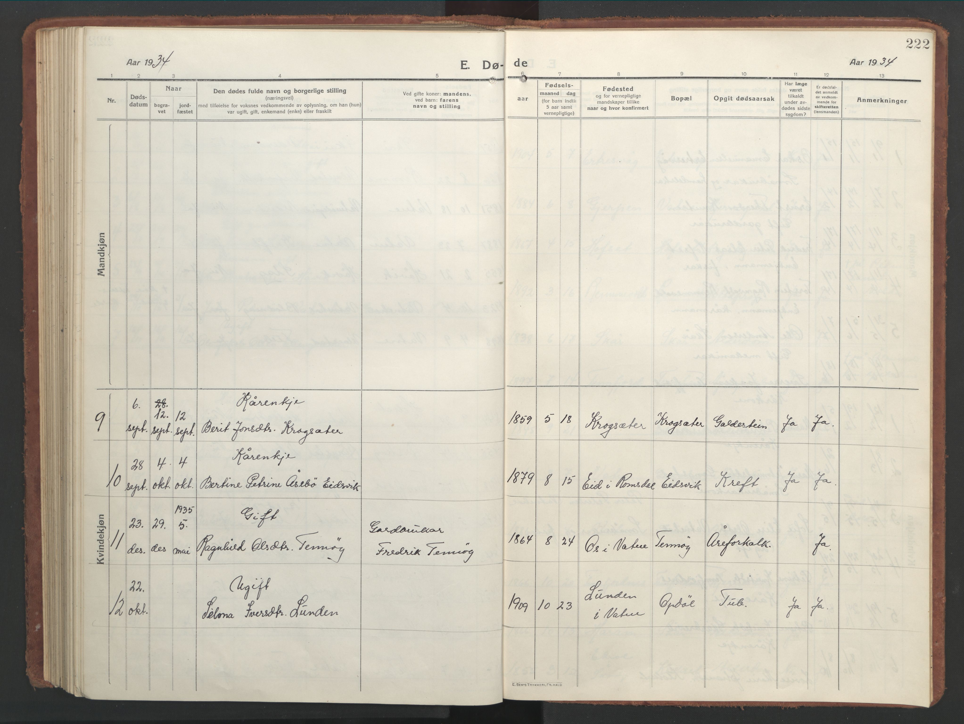 Ministerialprotokoller, klokkerbøker og fødselsregistre - Møre og Romsdal, SAT/A-1454/525/L0378: Parish register (copy) no. 525C04, 1915-1947, p. 222