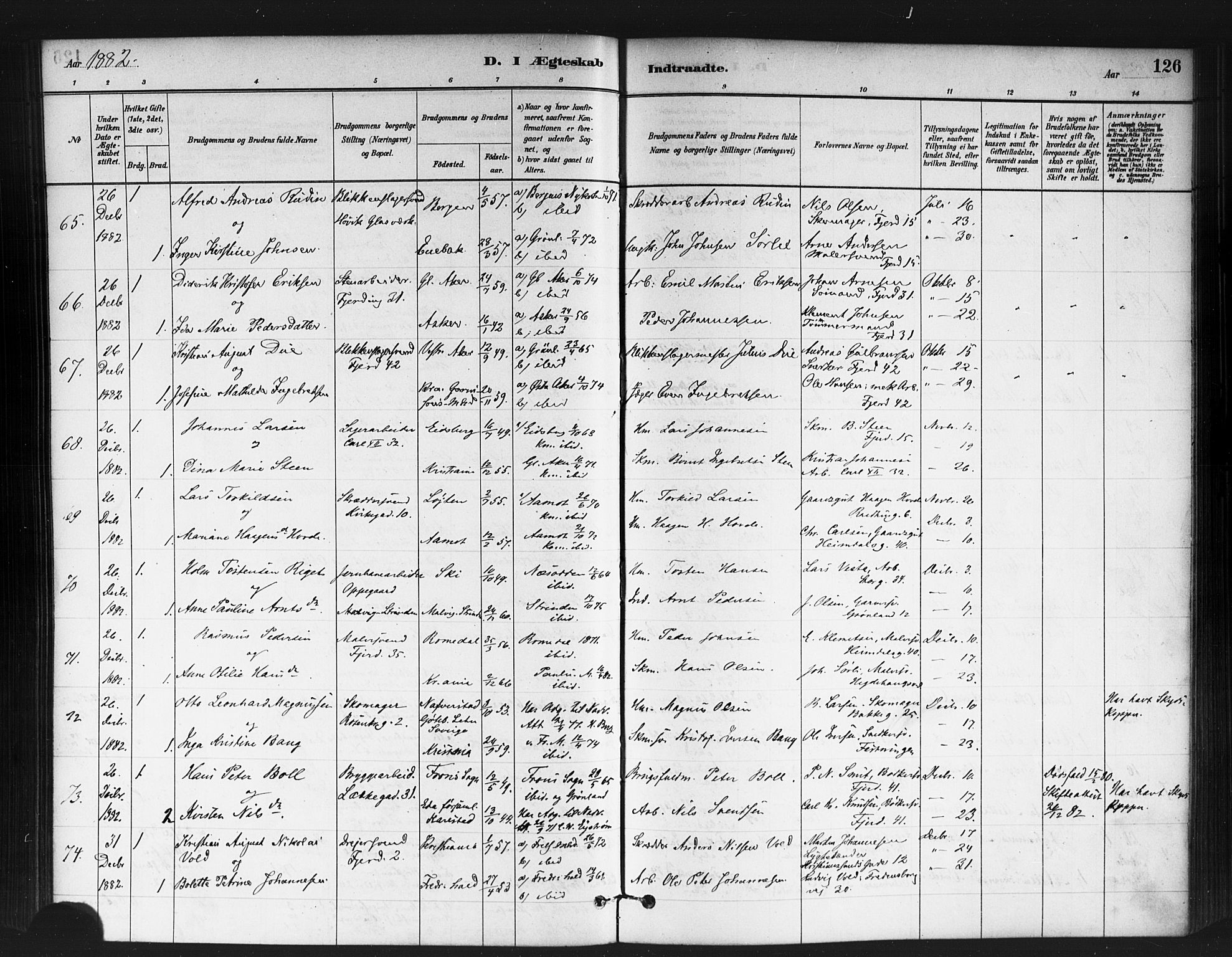 Jakob prestekontor Kirkebøker, SAO/A-10850/F/Fa/L0004: Parish register (official) no. 4, 1880-1894, p. 126