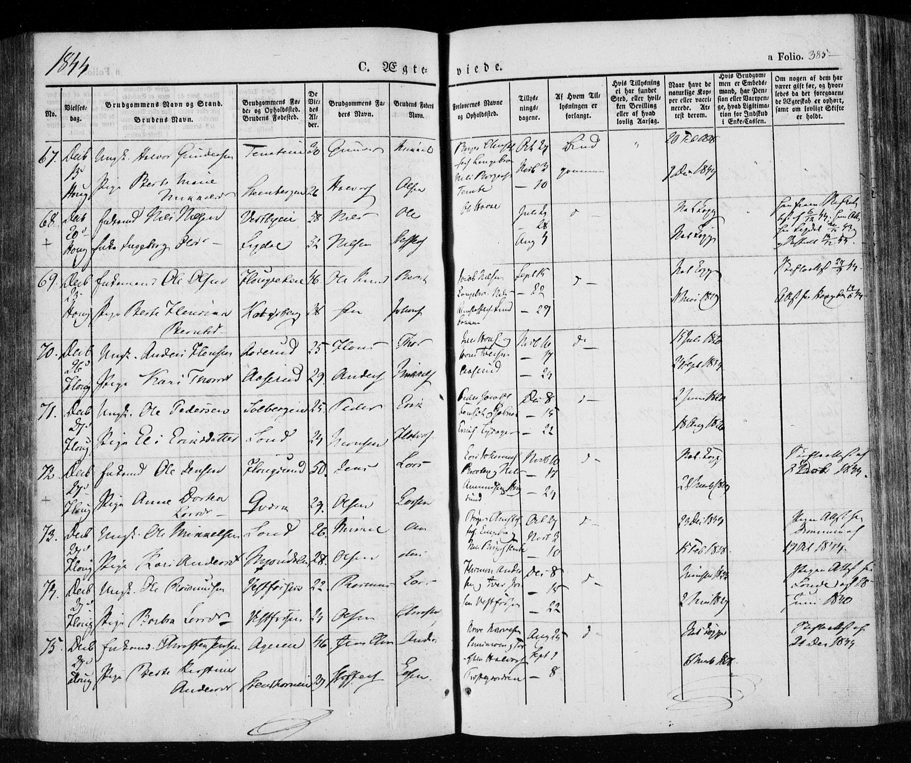 Eiker kirkebøker, AV/SAKO-A-4/F/Fa/L0013a: Parish register (official) no. I 13A, 1832-1845, p. 385