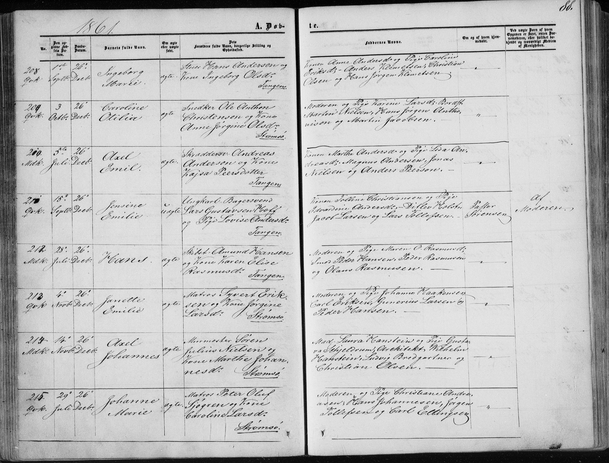 Strømsø kirkebøker, SAKO/A-246/F/Fa/L0015: Parish register (official) no. I 15, 1859-1868, p. 88