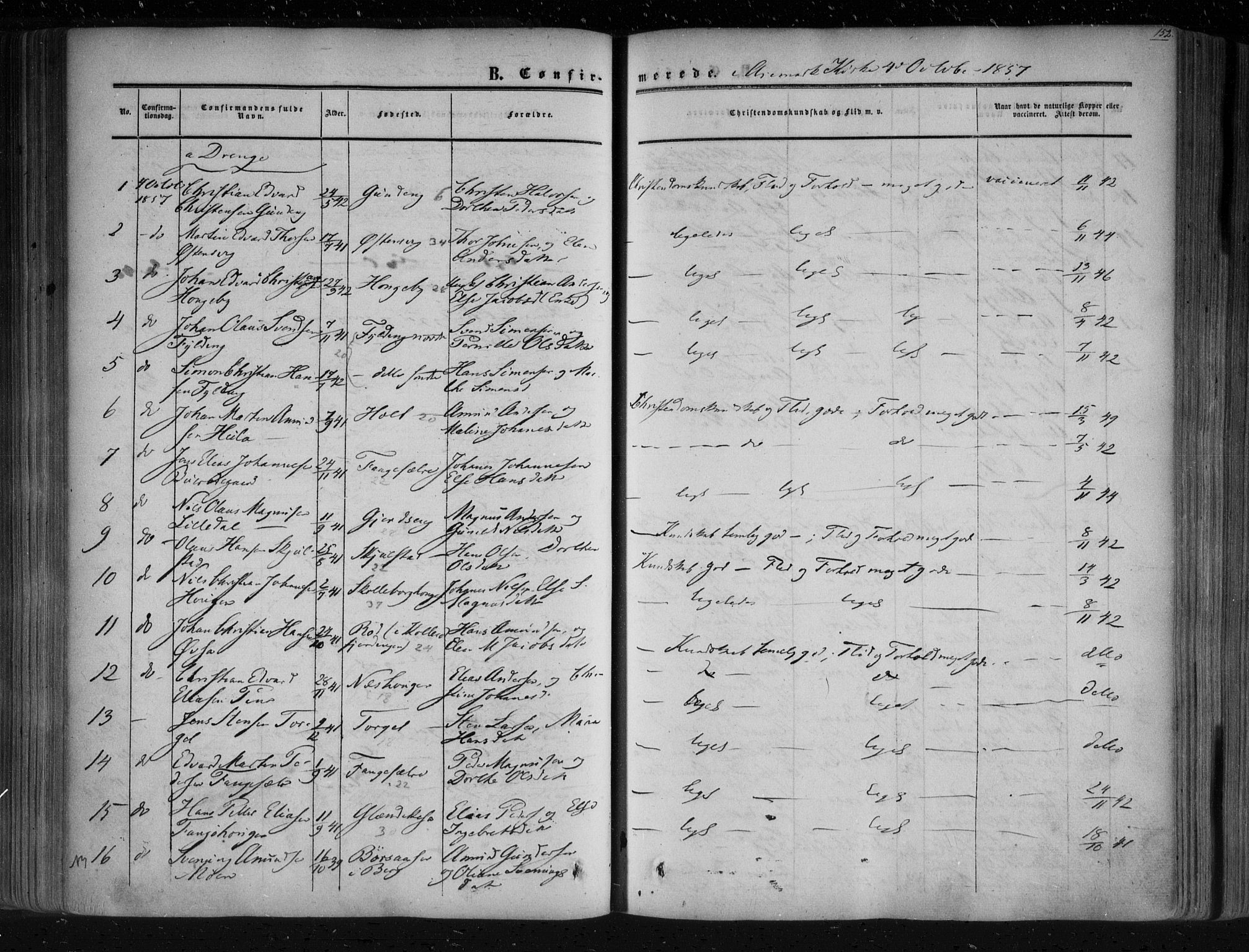 Aremark prestekontor Kirkebøker, SAO/A-10899/F/Fc/L0003: Parish register (official) no. III 3, 1850-1865, p. 152