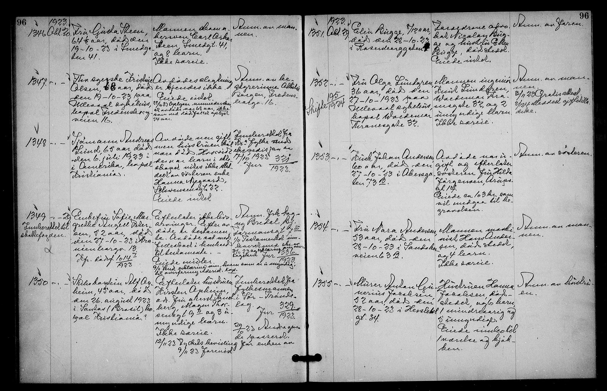 Oslo skifterett, AV/SAO-A-10383/G/Ga/Gac/L0012: Dødsfallsprotokoll, 1923-1925, p. 96