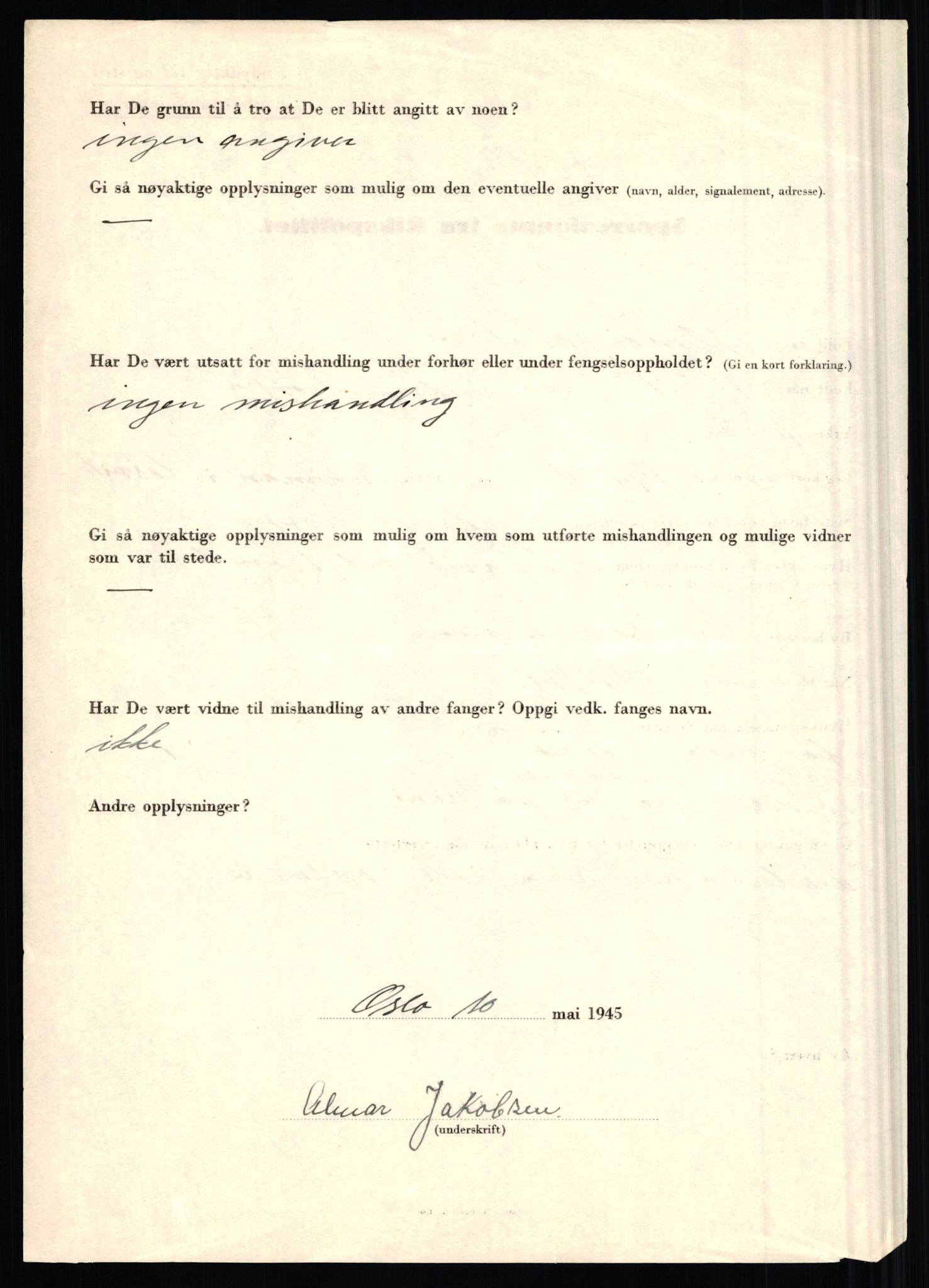Rikspolitisjefen, AV/RA-S-1560/L/L0008: Jaffe, Bernhard - Karset, Helge Hafsahl, 1940-1945, p. 10