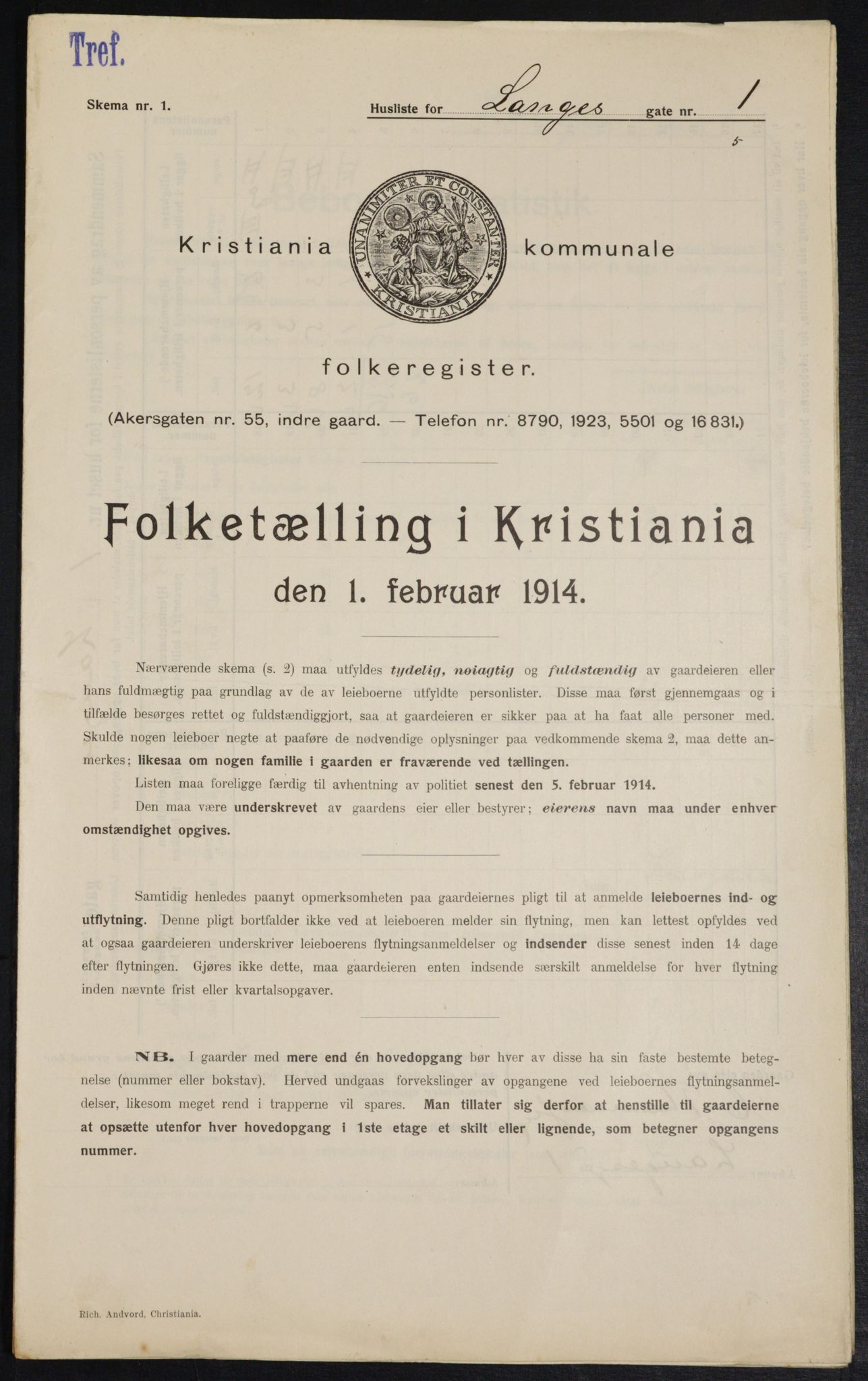 OBA, Municipal Census 1914 for Kristiania, 1914, p. 56236