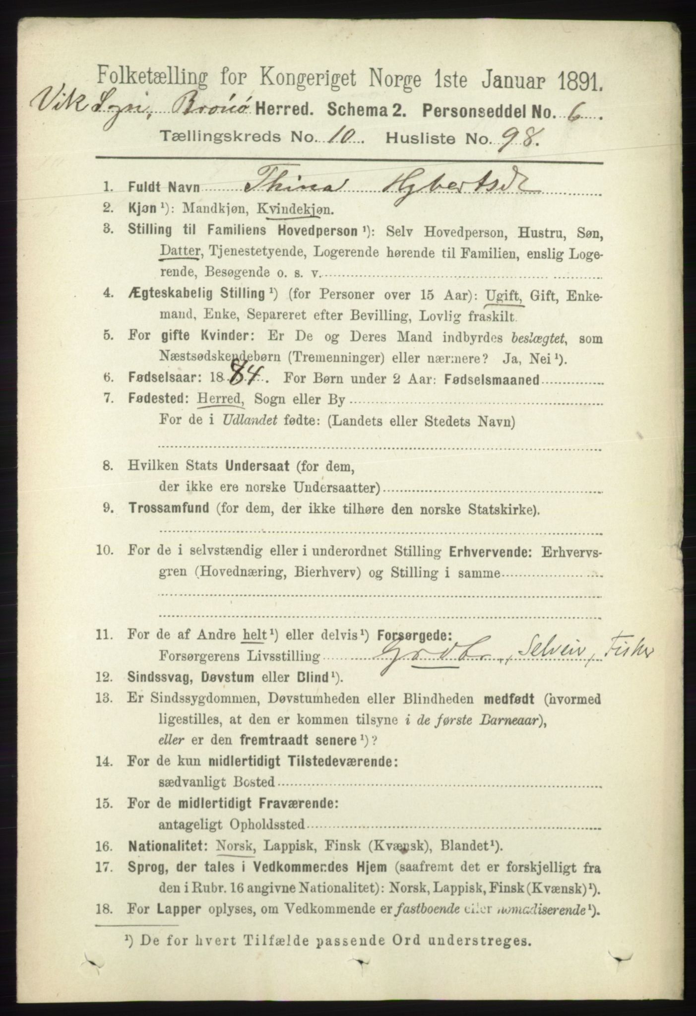 RA, 1891 census for 1814 Brønnøy, 1891, p. 6374