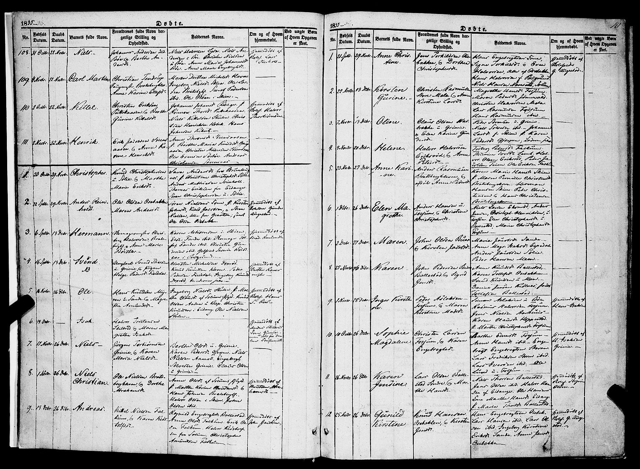 Gjerpen kirkebøker, SAKO/A-265/F/Fa/L0007a: Parish register (official) no. I 7A, 1834-1857, p. 10
