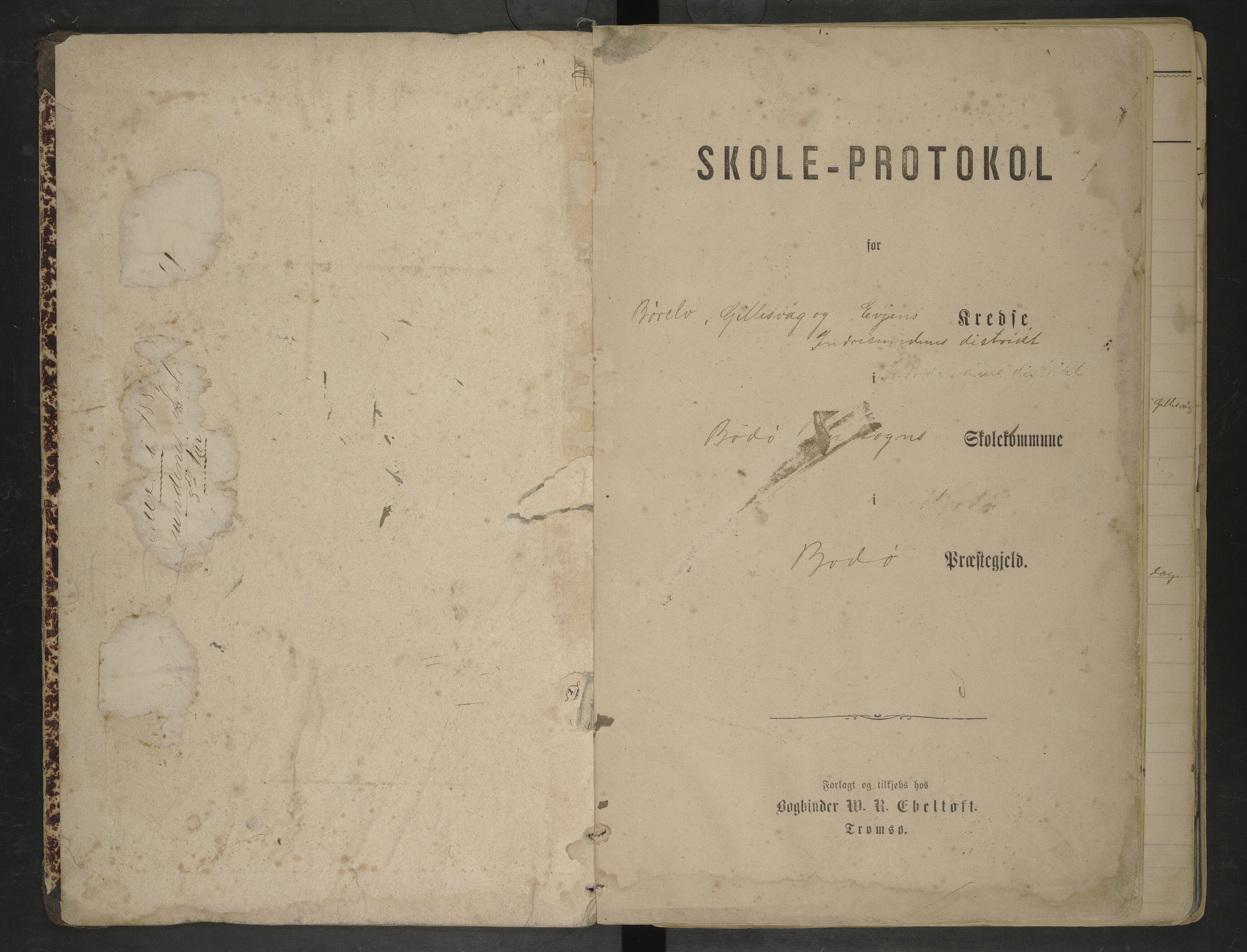 Bodin kommune. Ymse skolekretser/skoler, AIN/K-18431.510.12/F/Fa/L0012: Skoleprotokoll. Børelv, Evjen, Gillesvaag,Tuv , 1886-1891