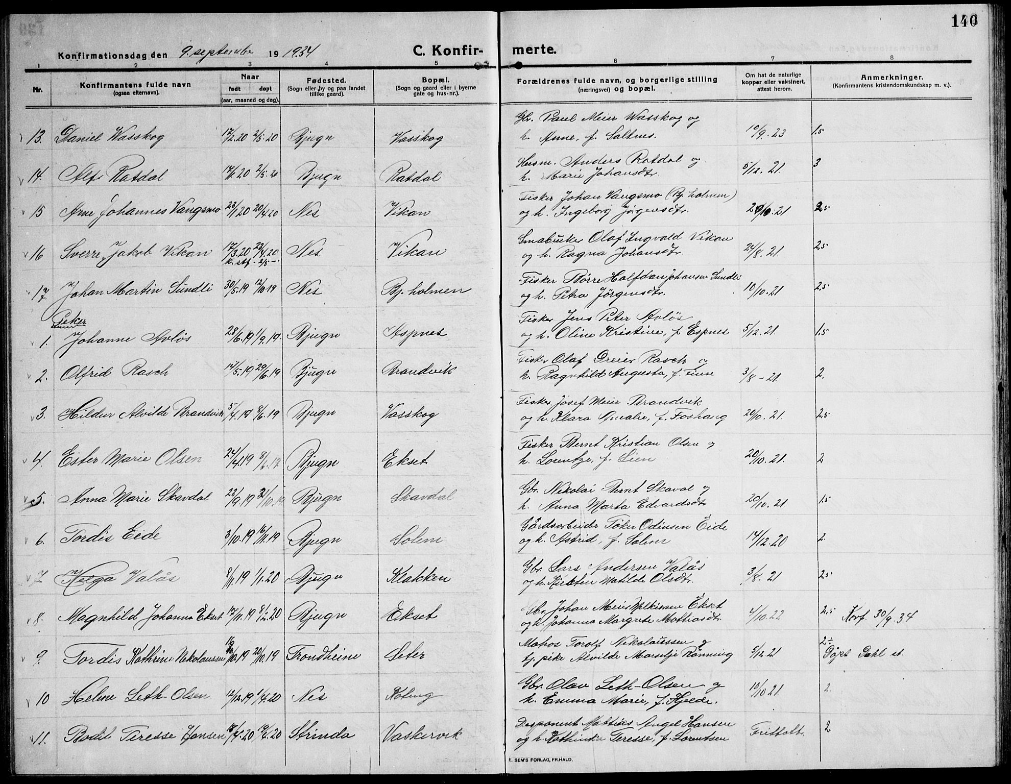 Ministerialprotokoller, klokkerbøker og fødselsregistre - Sør-Trøndelag, SAT/A-1456/651/L0648: Parish register (copy) no. 651C02, 1915-1945, p. 140