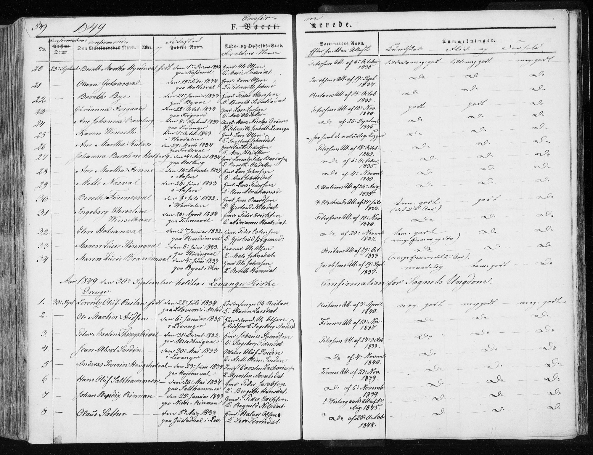 Ministerialprotokoller, klokkerbøker og fødselsregistre - Nord-Trøndelag, AV/SAT-A-1458/717/L0154: Parish register (official) no. 717A06 /1, 1836-1849, p. 549