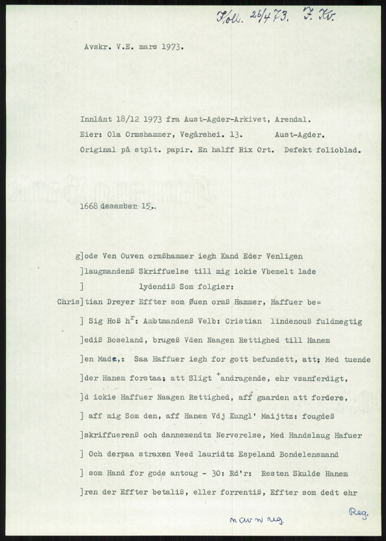 Samlinger til kildeutgivelse, Diplomavskriftsamlingen, RA/EA-4053/H/Ha, p. 3685