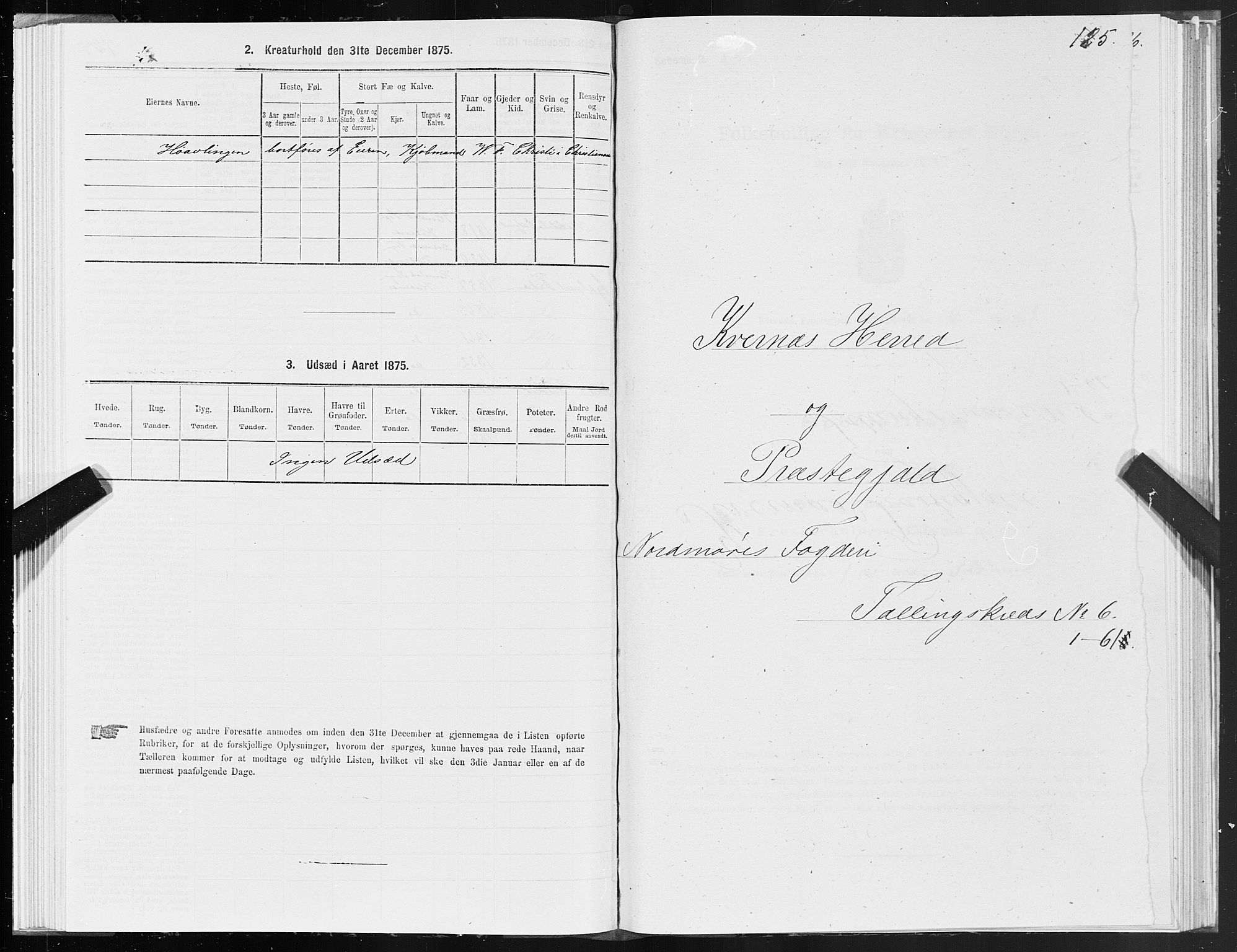 SAT, 1875 census for 1553P Kvernes, 1875, p. 3125