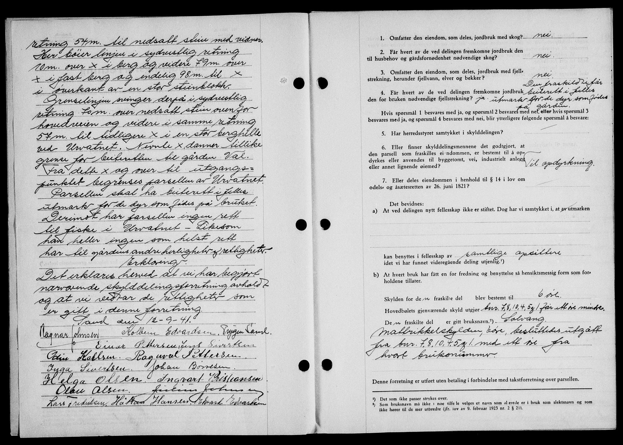 Lofoten sorenskriveri, SAT/A-0017/1/2/2C/L0009a: Mortgage book no. 9a, 1941-1942, Diary no: : 1677/1941