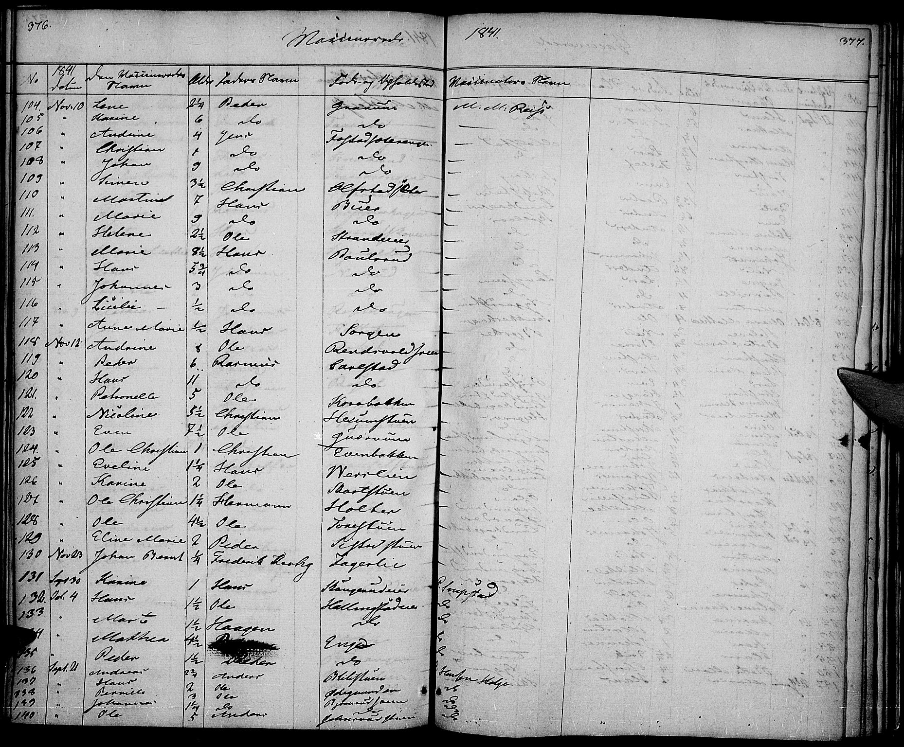 Vestre Toten prestekontor, AV/SAH-PREST-108/H/Ha/Haa/L0003: Parish register (official) no. 3, 1836-1843, p. 376-377