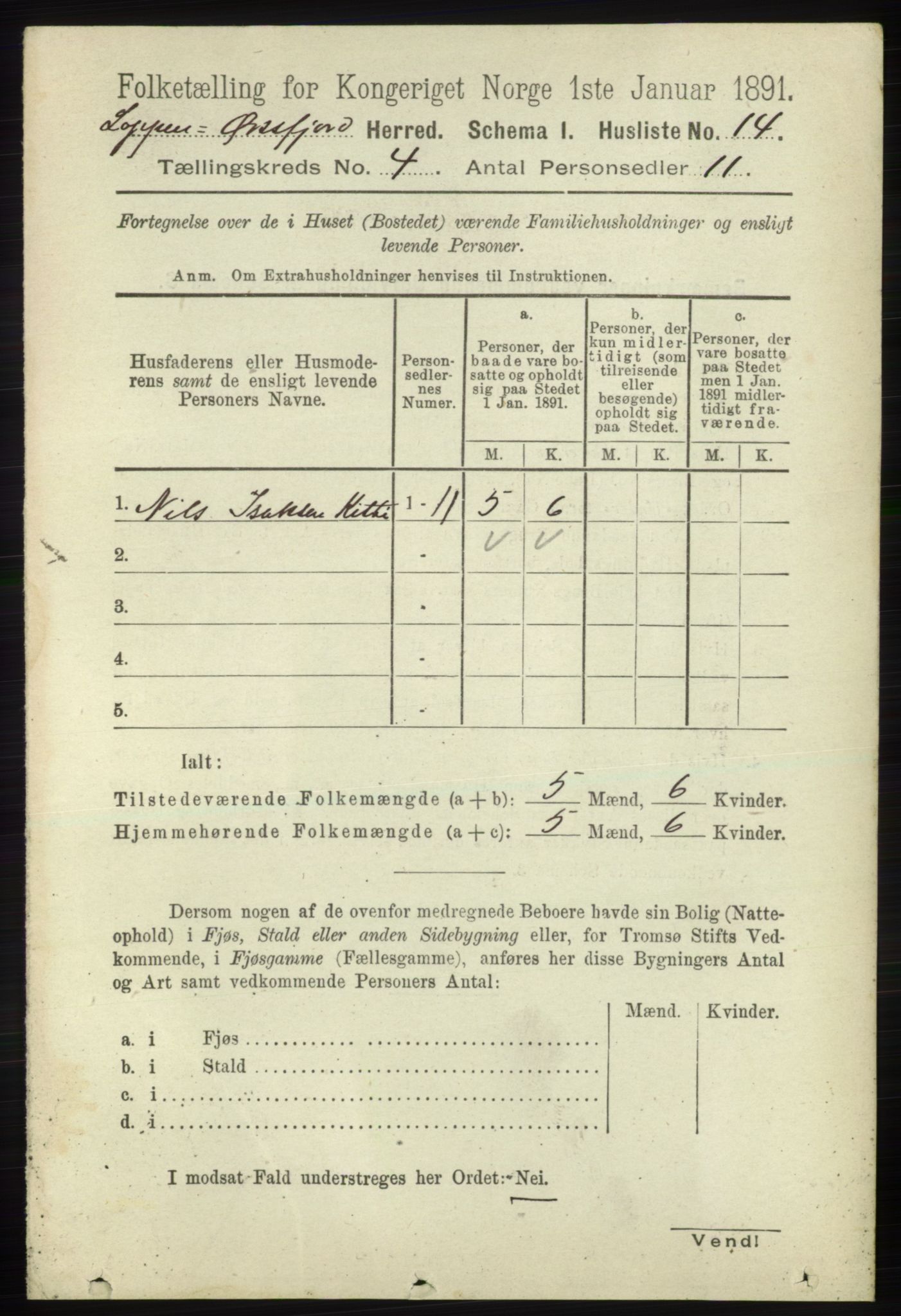 RA, 1891 census for 2014 Loppa, 1891, p. 830