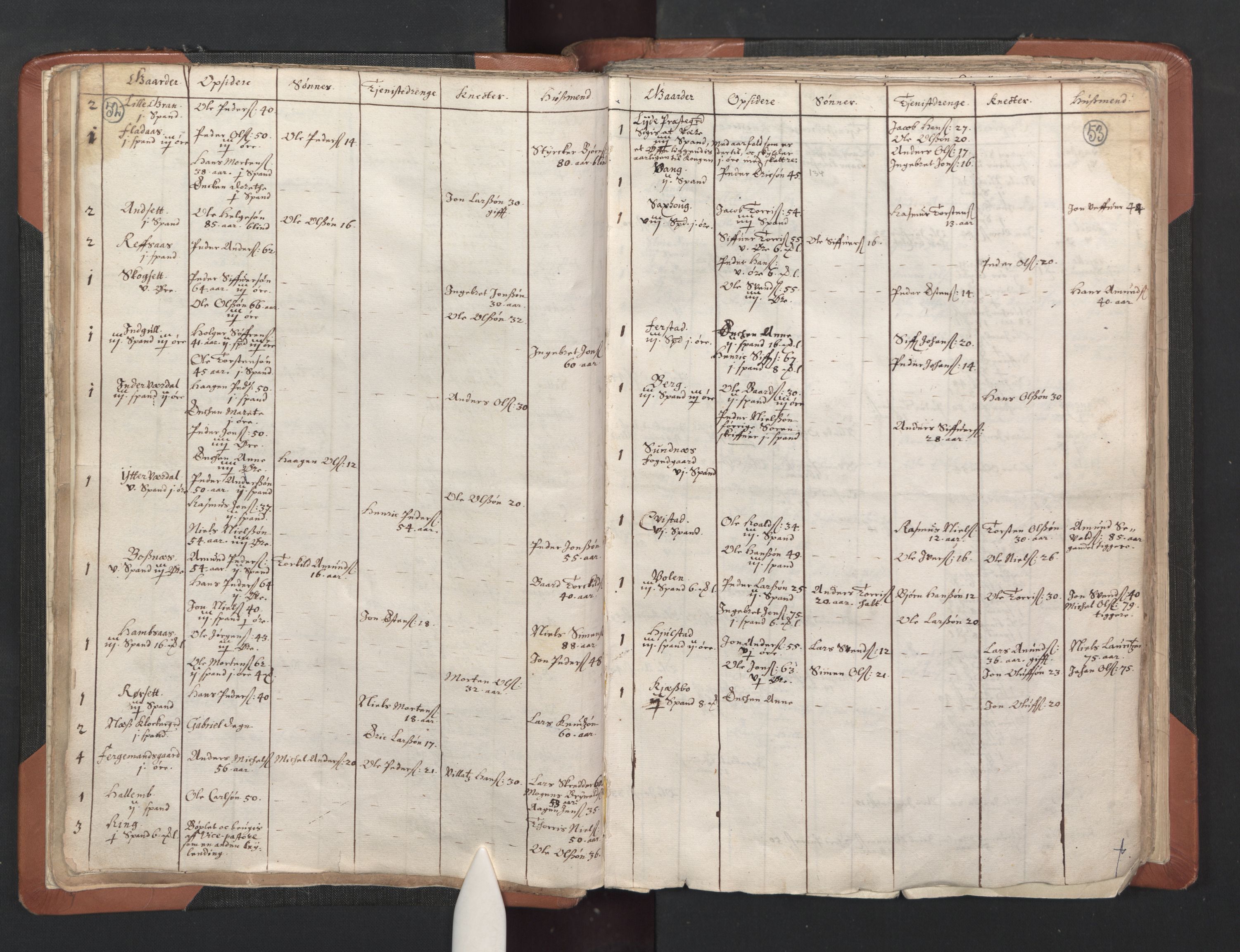 RA, Vicar's Census 1664-1666, no. 33: Innherad deanery, 1664-1666, p. 52-53