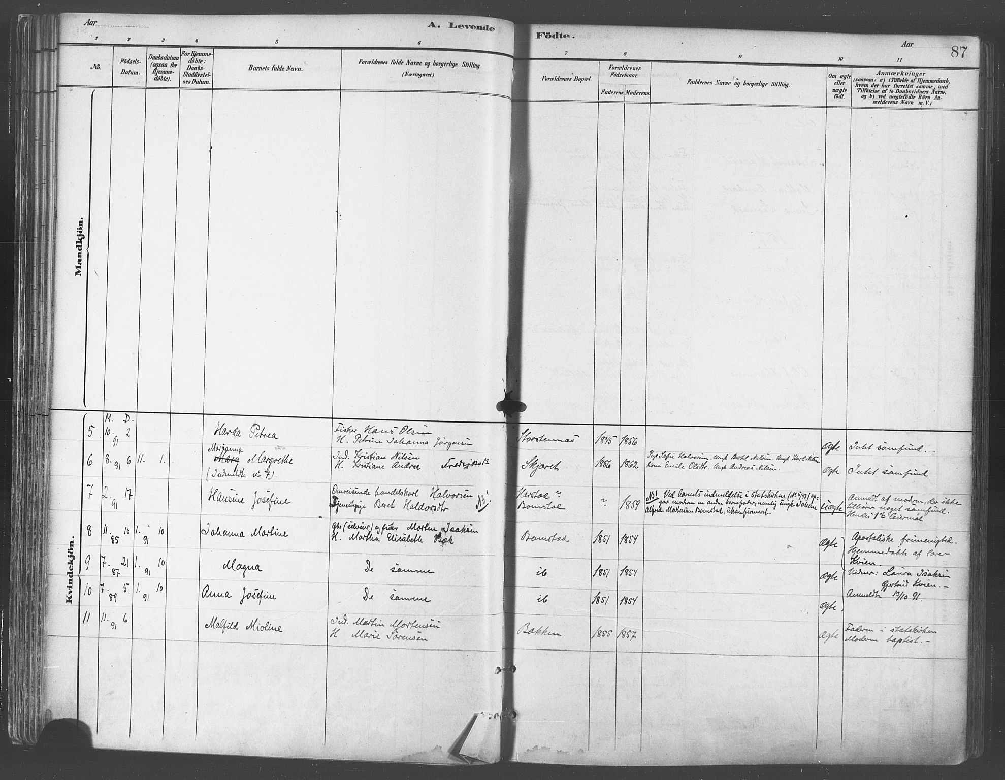 Balsfjord sokneprestembete, AV/SATØ-S-1303/G/Gaa/L0005kirke: Parish register (official) no. 5, 1884-1897, p. 87