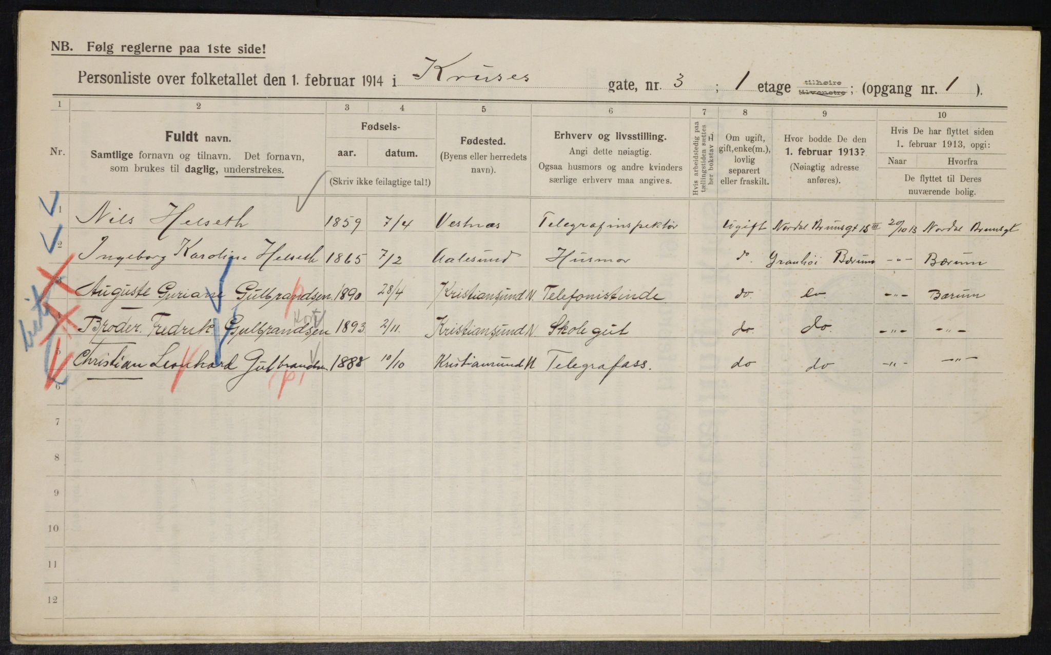 OBA, Municipal Census 1914 for Kristiania, 1914, p. 54860