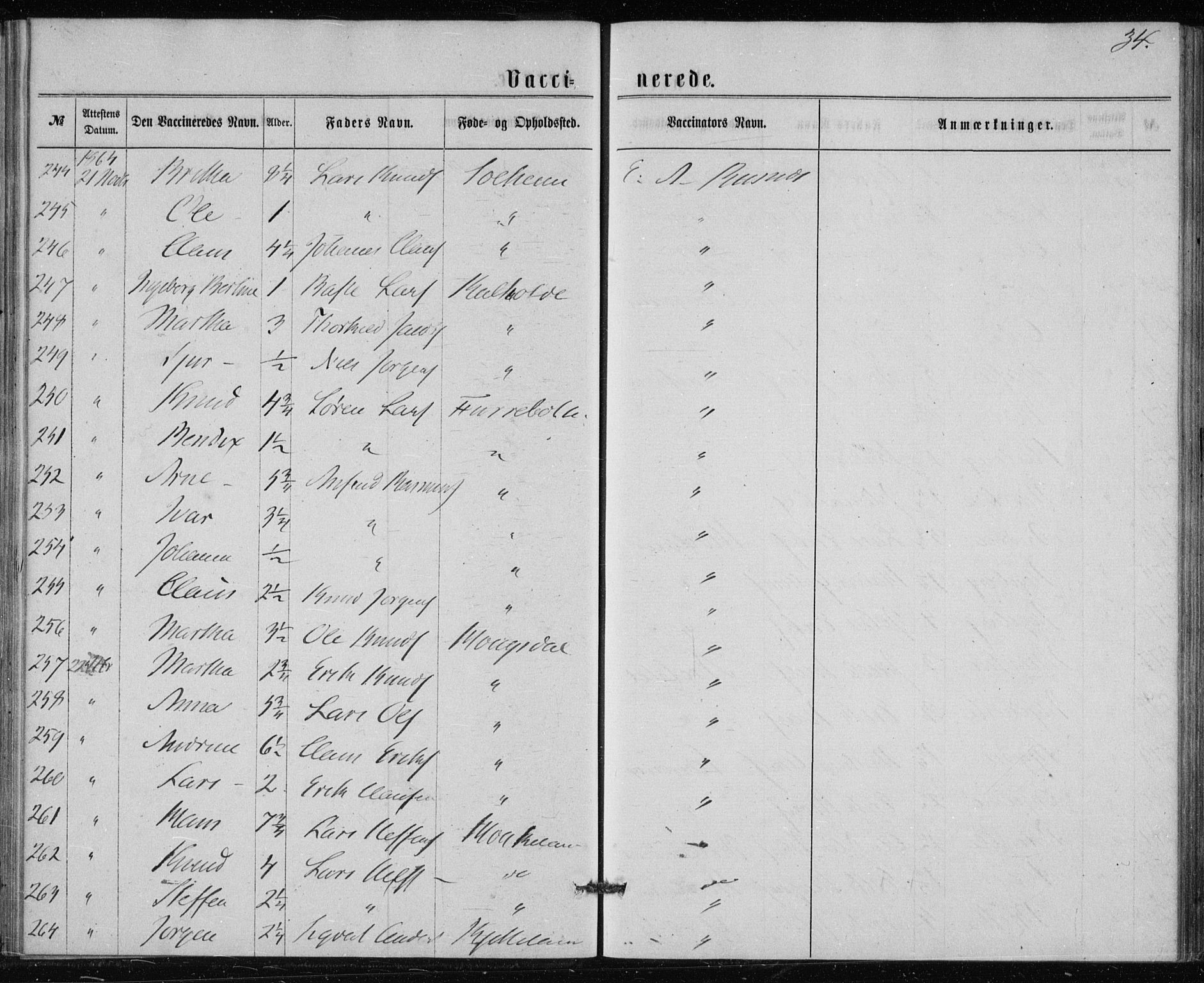 Lindås Sokneprestembete, AV/SAB-A-76701/H/Haa/Haaa/L0017: Parish register (official) no. A 17, 1874-1877, p. 34