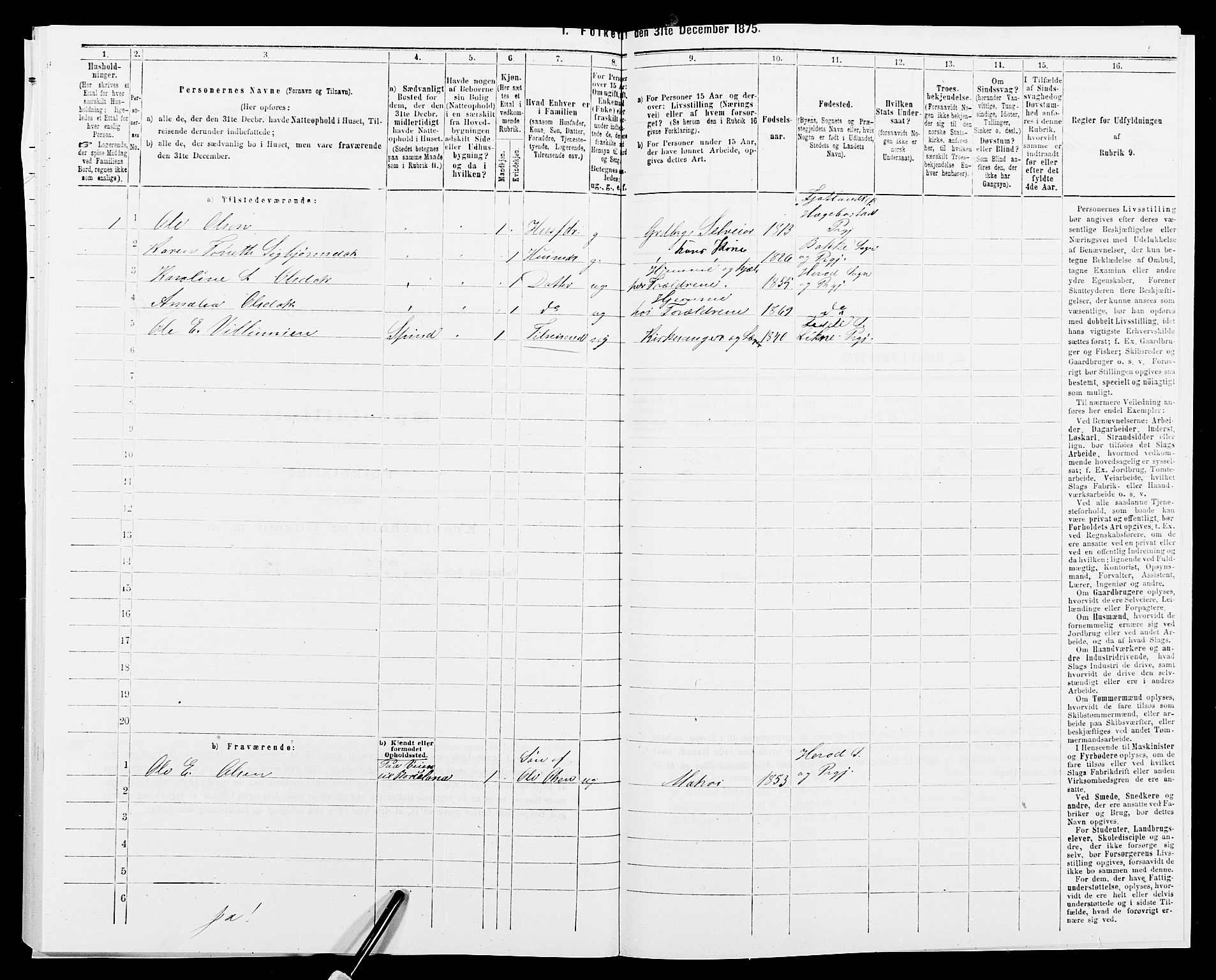 SAK, 1875 census for 1039P Herad, 1875, p. 145