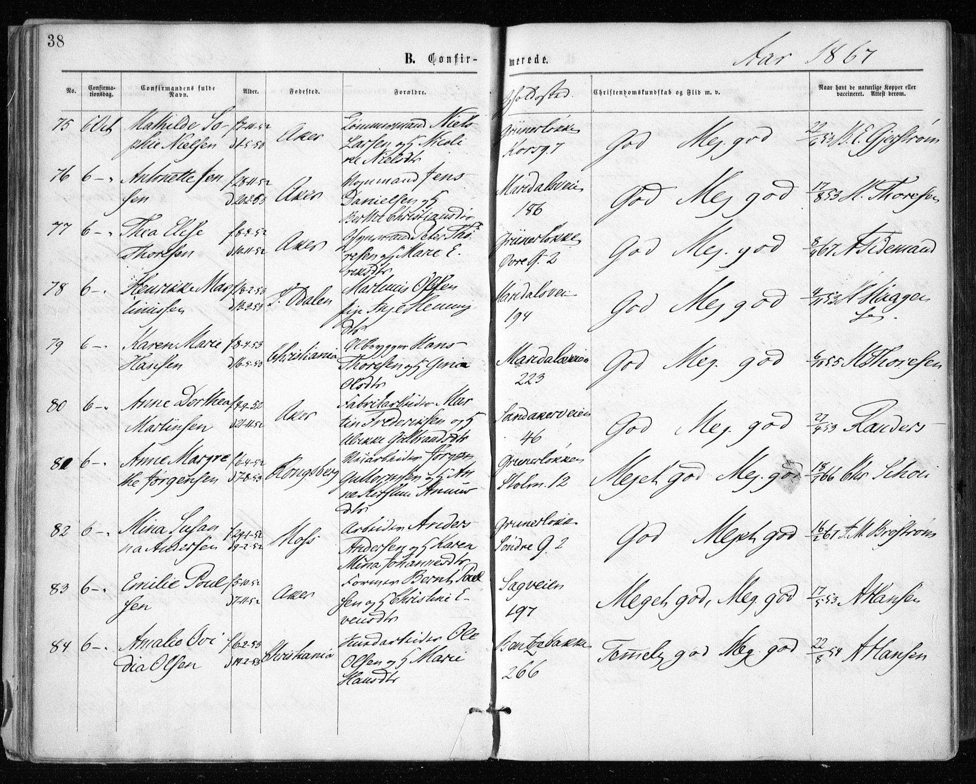 Gamle Aker prestekontor Kirkebøker, AV/SAO-A-10617a/F/L0003: Parish register (official) no. 3, 1865-1873, p. 38