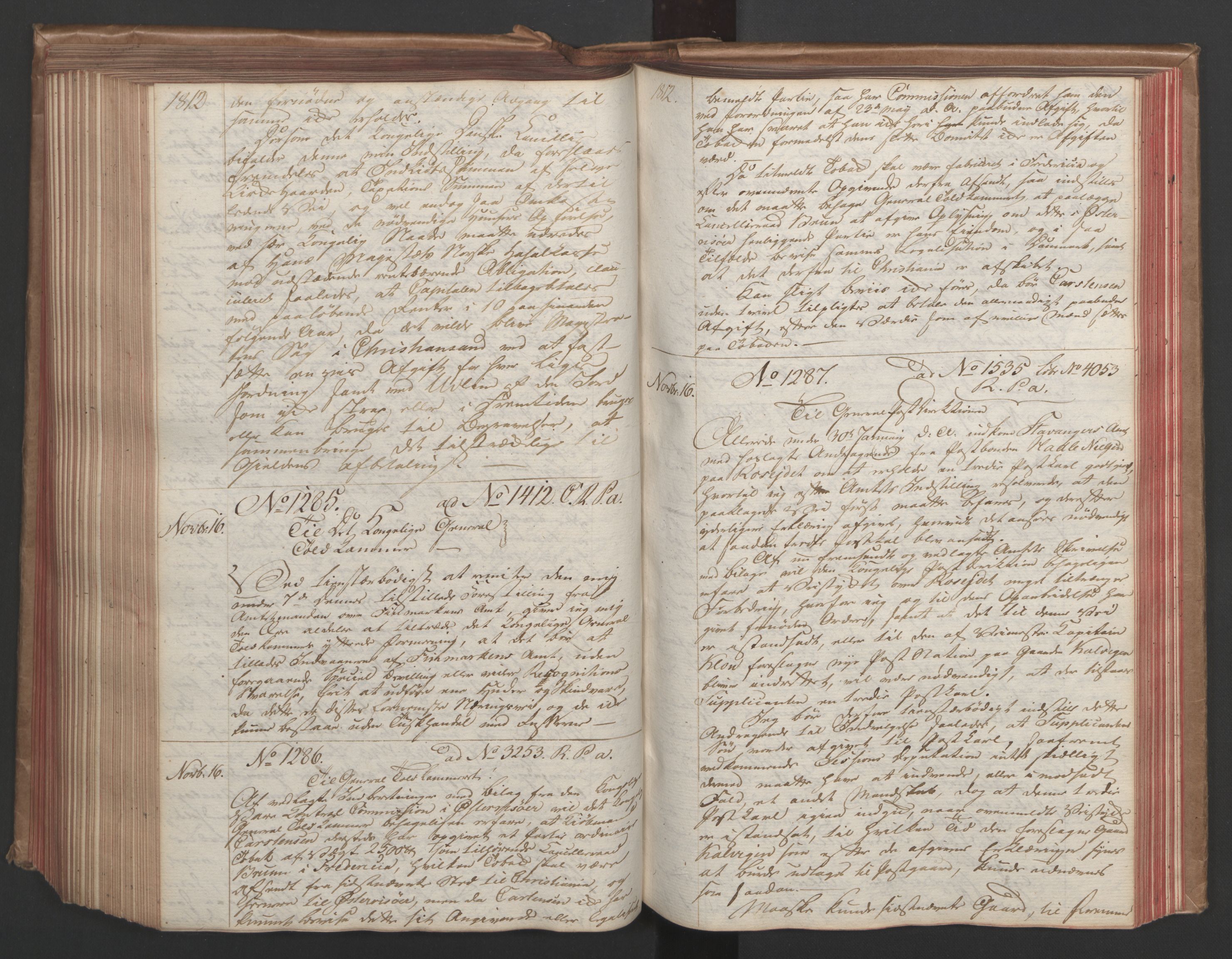 Stattholderembetet 1810-1814, 1. kontor (Kontor A), AV/RA-EA-2872/Ba/L0002: Kollegial korrespondanseprotokoll, 1811-1813, p. 286