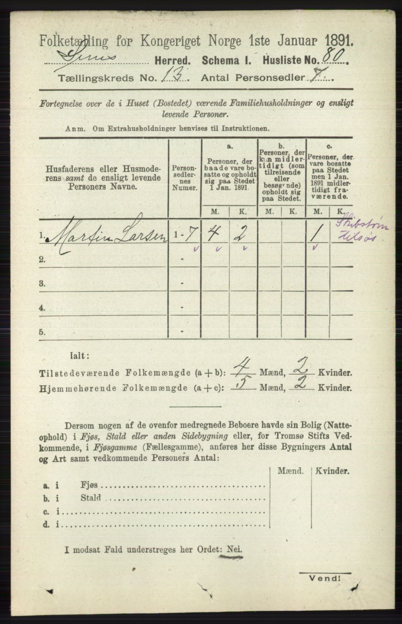 RA, 1891 census for 0721 Sem, 1891, p. 6394