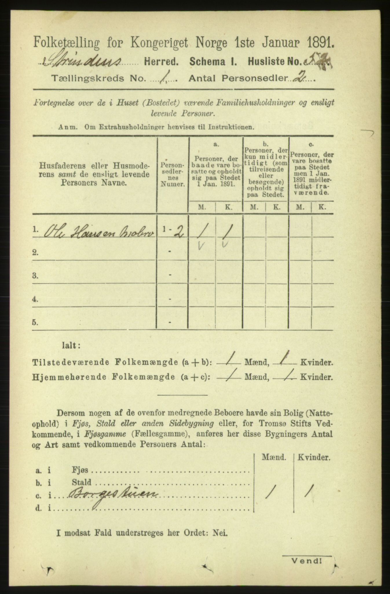 RA, 1891 census for 1660 Strinda, 1891, p. 98