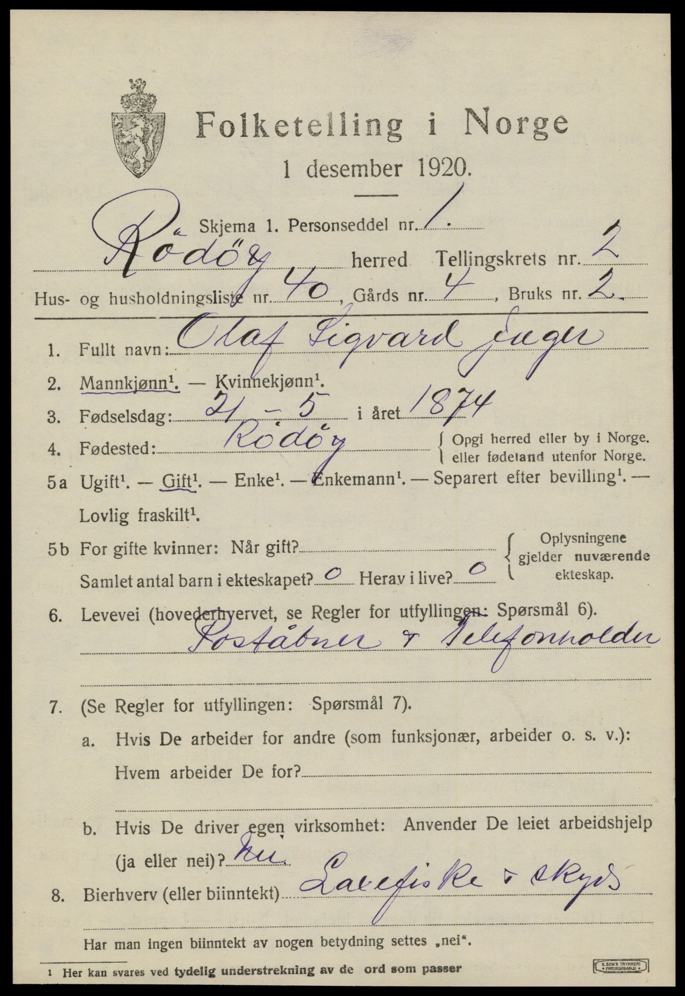 SAT, 1920 census for Rødøy, 1920, p. 2114