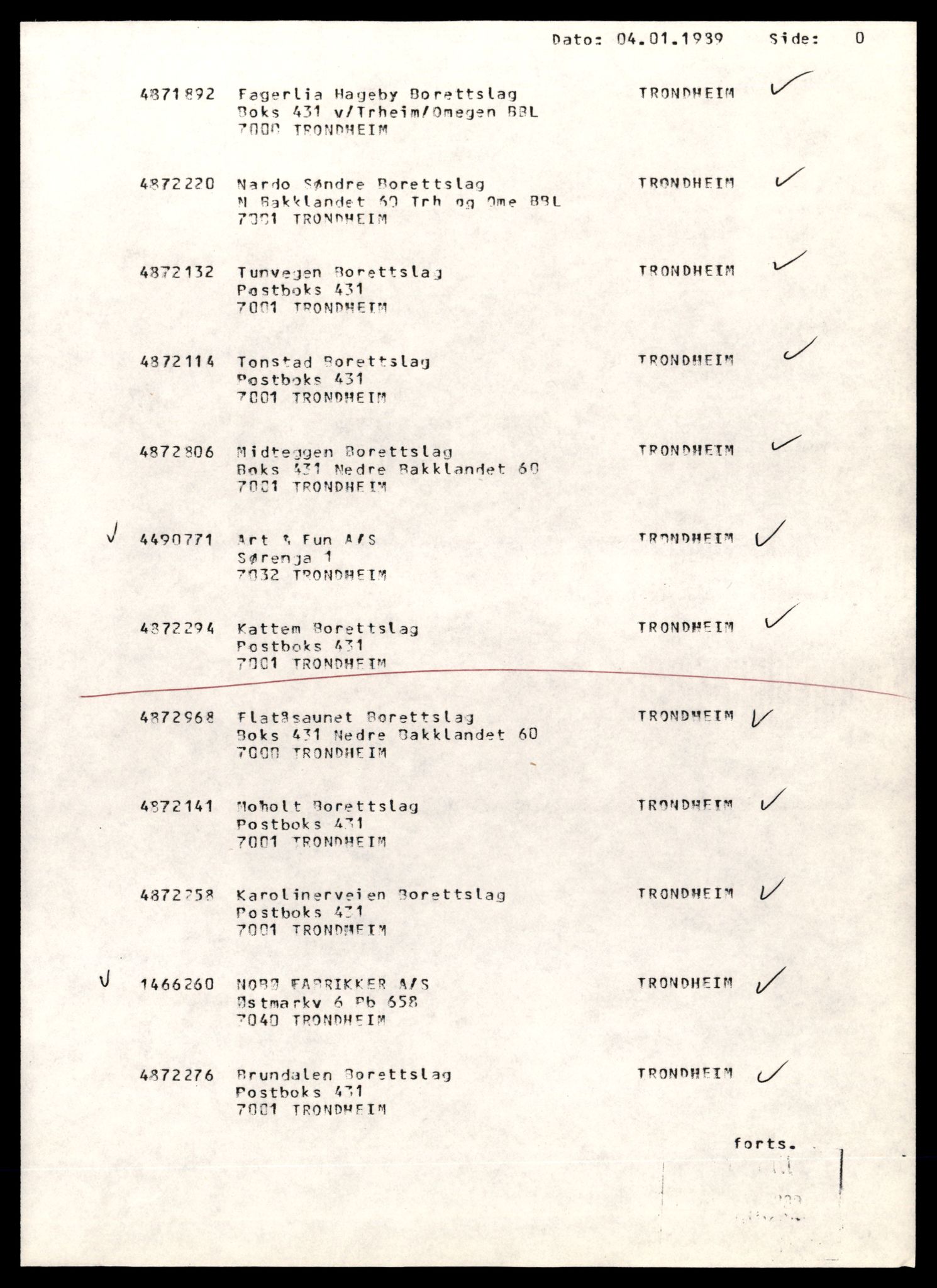 Trondheim byfogd, AV/SAT-A-0003/2/J/Jd/Jdd/L0069: Borettslag, K-Rin, 1944-1990, p. 1