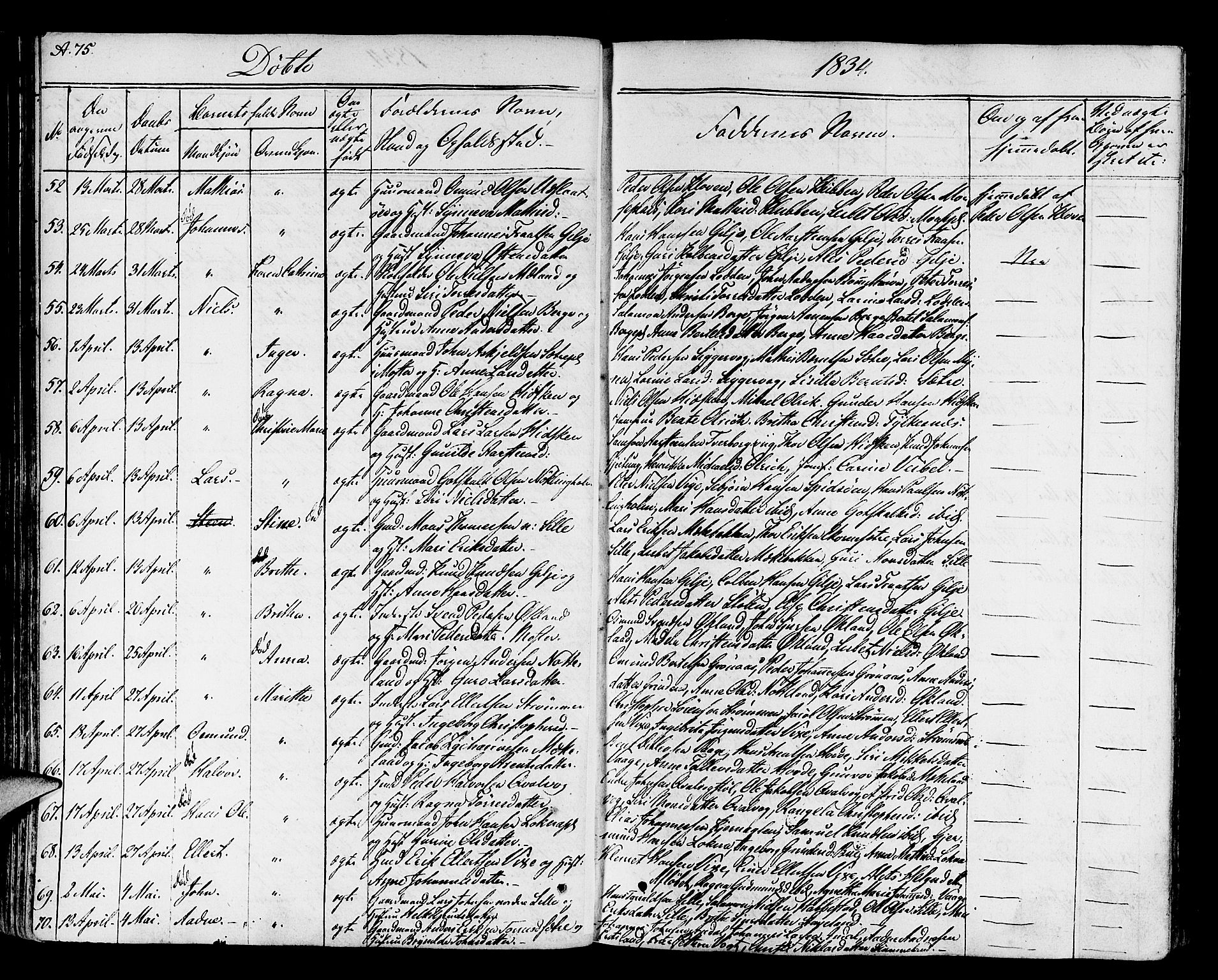 Finnås sokneprestembete, SAB/A-99925/H/Ha/Haa/Haaa/L0005: Parish register (official) no. A 5, 1823-1835, p. 75