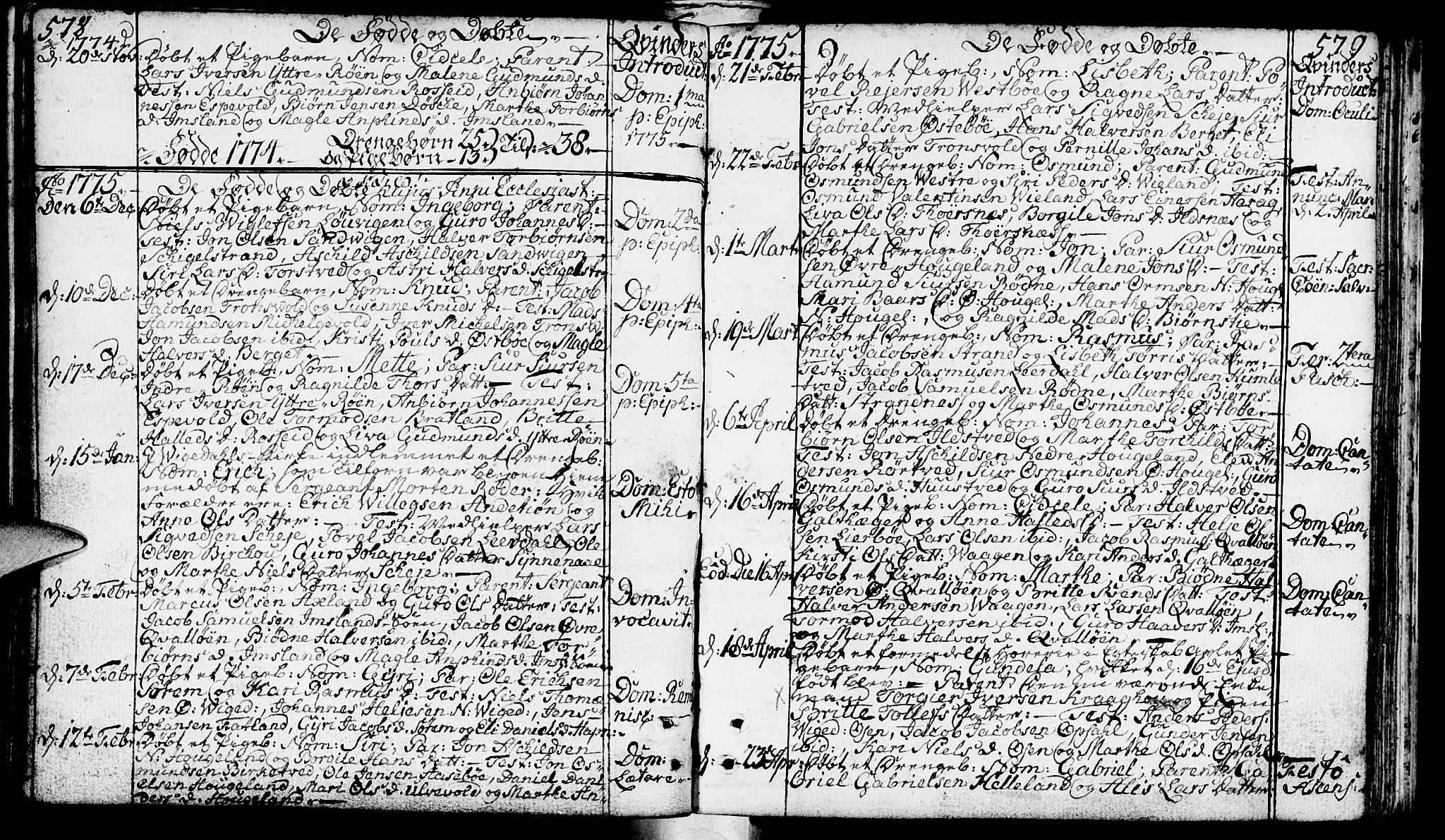 Vikedal sokneprestkontor, AV/SAST-A-101840/01/IV: Parish register (official) no. A 1, 1737-1778, p. 578-579