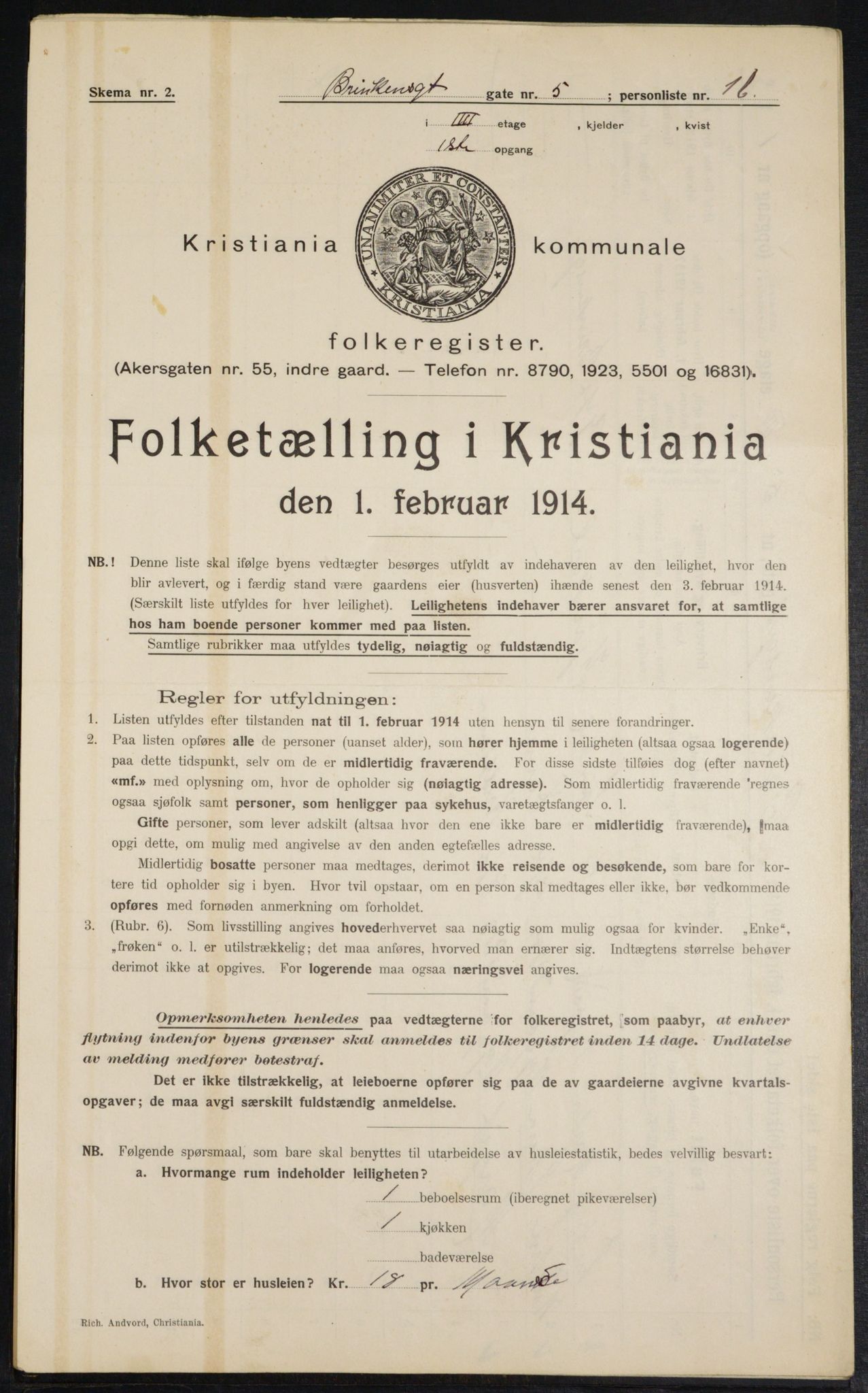 OBA, Municipal Census 1914 for Kristiania, 1914, p. 8810