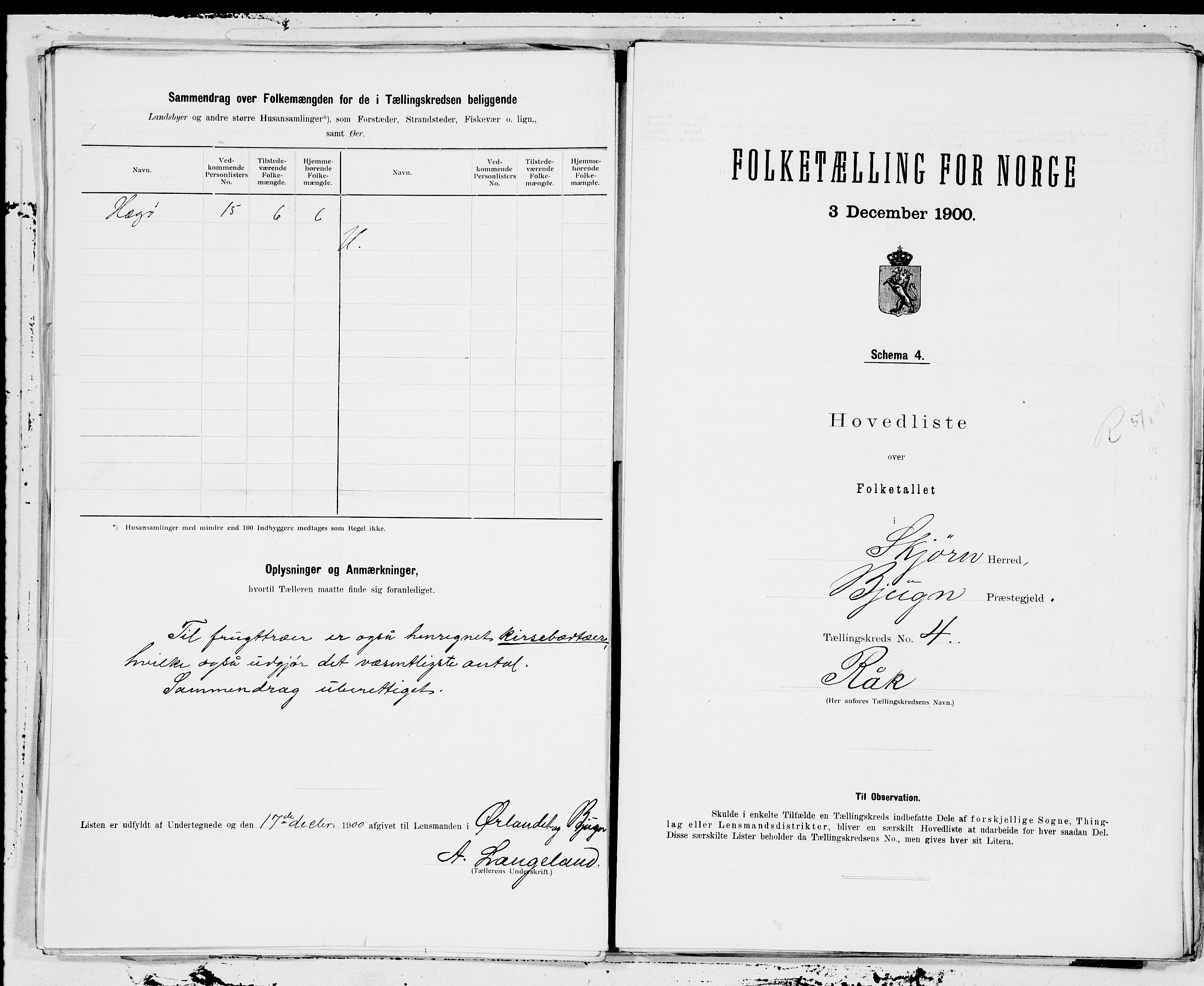 SAT, 1900 census for Stjørna, 1900, p. 8