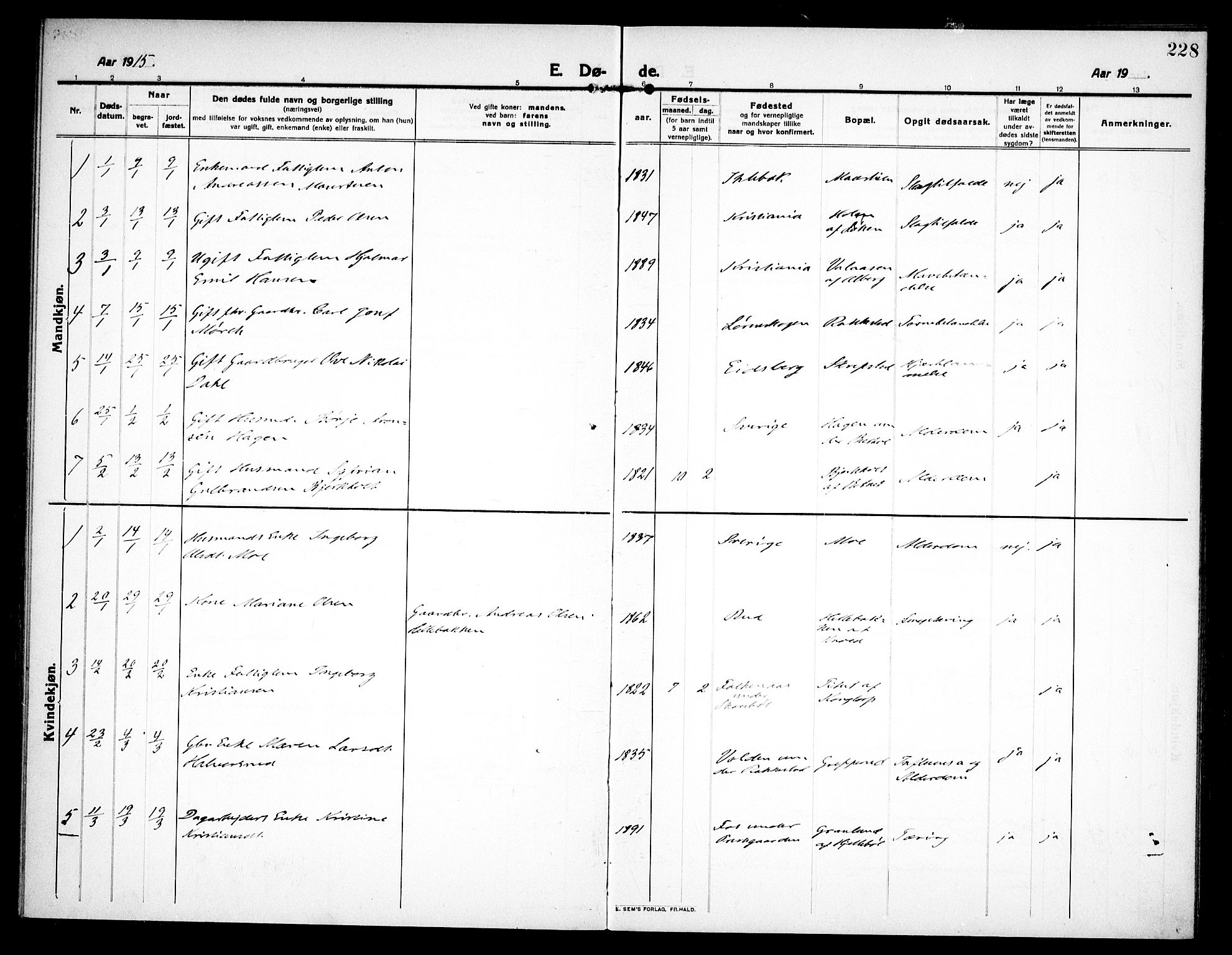 Høland prestekontor Kirkebøker, AV/SAO-A-10346a/F/Fa/L0016: Parish register (official) no. I 16, 1912-1921, p. 228