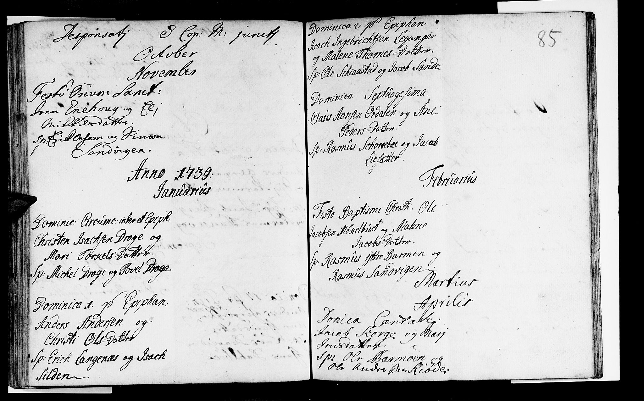 Selje sokneprestembete, AV/SAB-A-99938/H/Ha/Haa/Haaa: Parish register (official) no. A 3, 1731-1743, p. 85