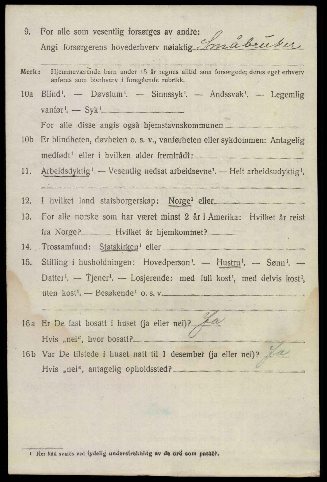 SAKO, 1920 census for Bamble, 1920, p. 4956