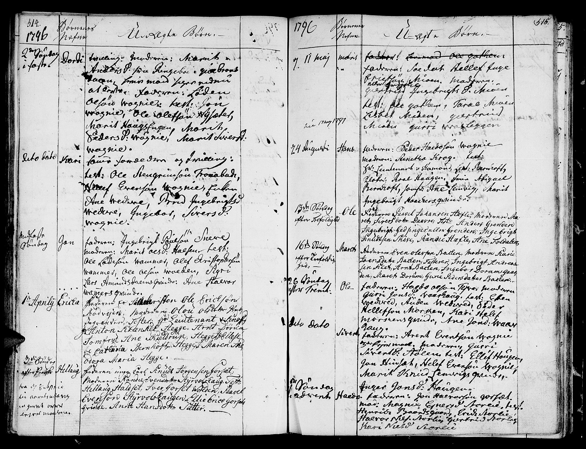 Ministerialprotokoller, klokkerbøker og fødselsregistre - Sør-Trøndelag, SAT/A-1456/678/L0893: Parish register (official) no. 678A03, 1792-1805, p. 514-515