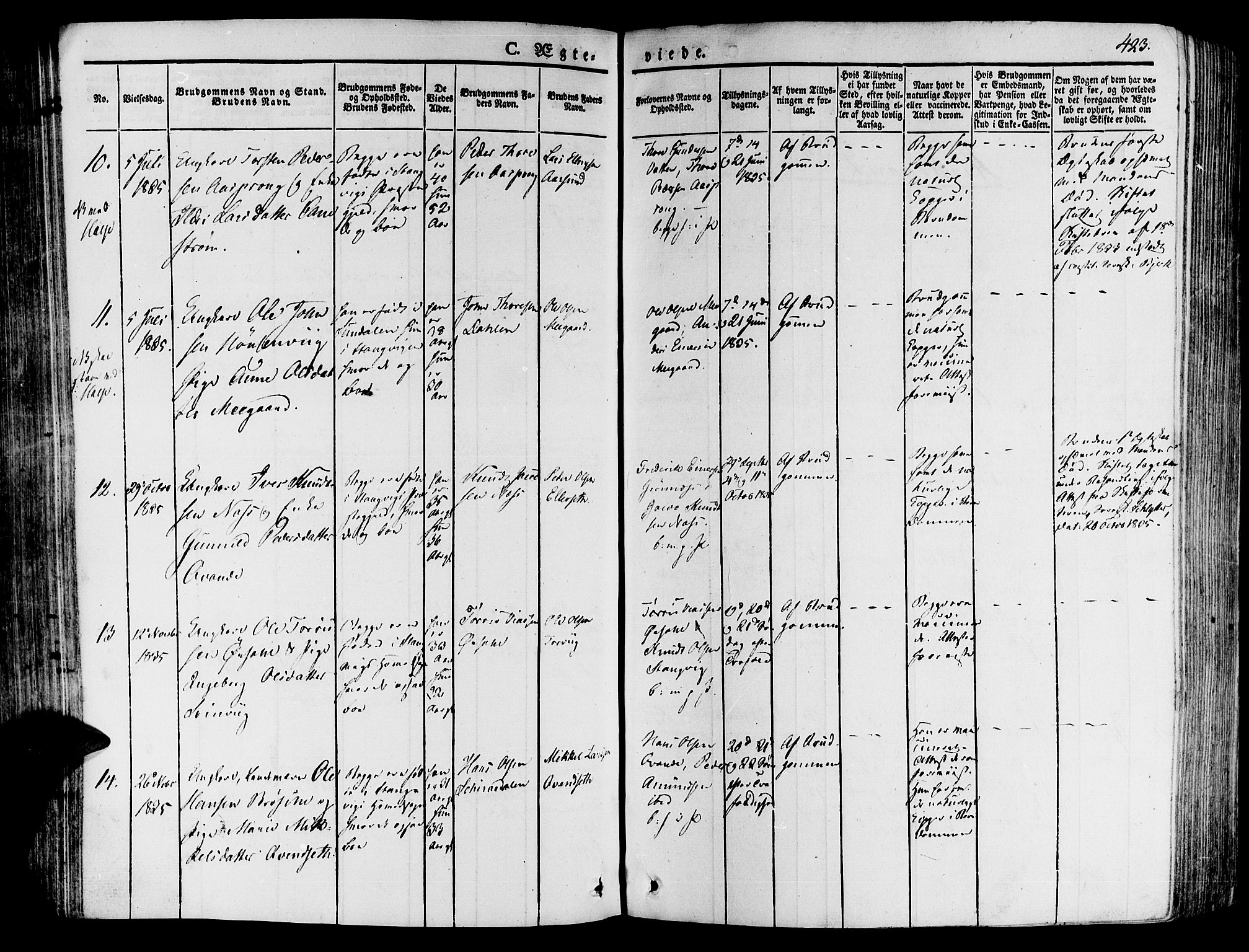 Ministerialprotokoller, klokkerbøker og fødselsregistre - Møre og Romsdal, AV/SAT-A-1454/592/L1024: Parish register (official) no. 592A03 /1, 1831-1849, p. 423