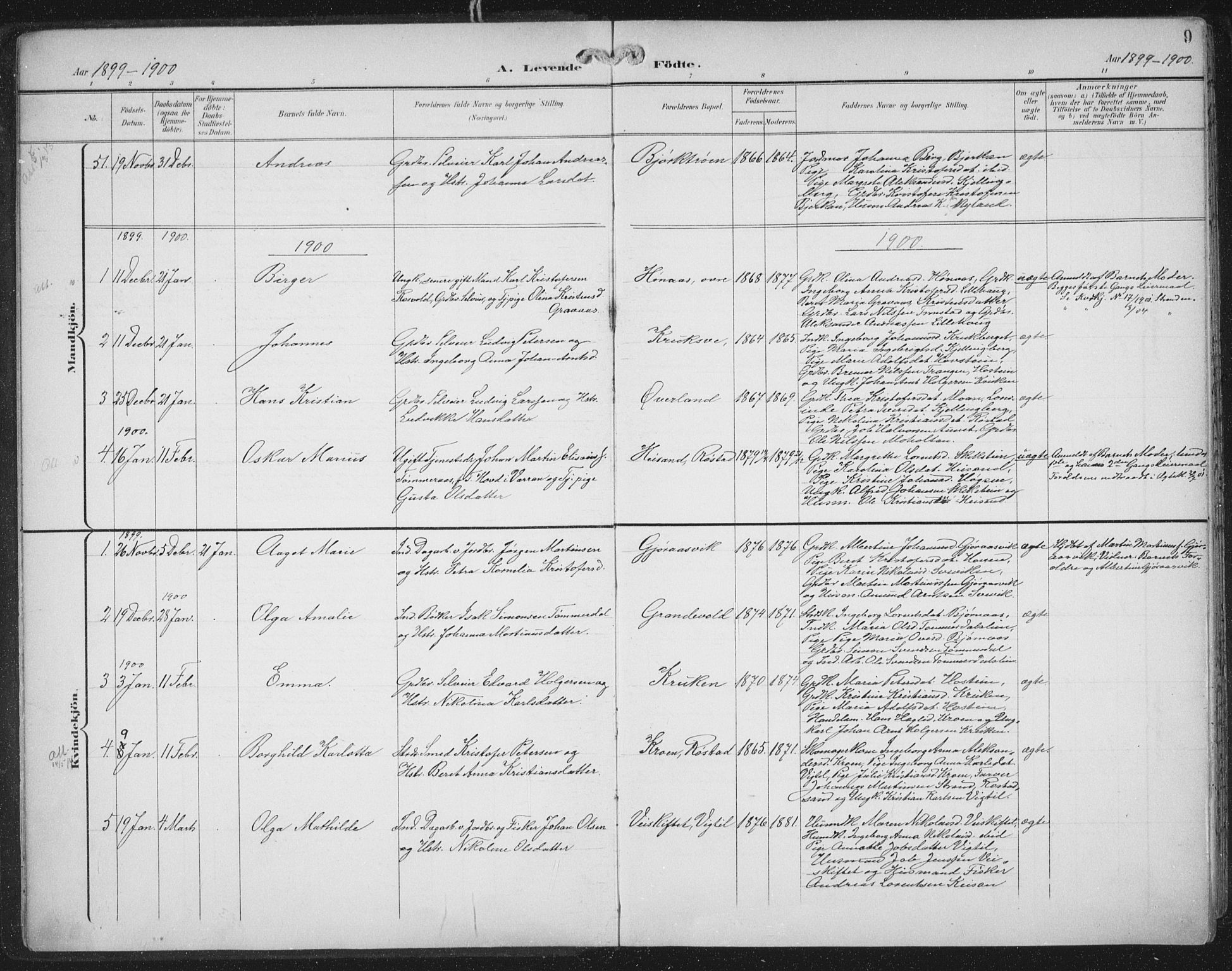 Ministerialprotokoller, klokkerbøker og fødselsregistre - Nord-Trøndelag, AV/SAT-A-1458/701/L0011: Parish register (official) no. 701A11, 1899-1915, p. 9