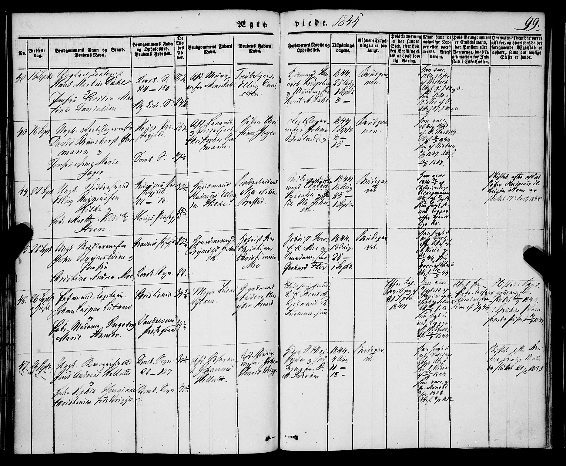 Korskirken sokneprestembete, AV/SAB-A-76101/H/Haa/L0034: Parish register (official) no. D 1, 1832-1852, p. 99