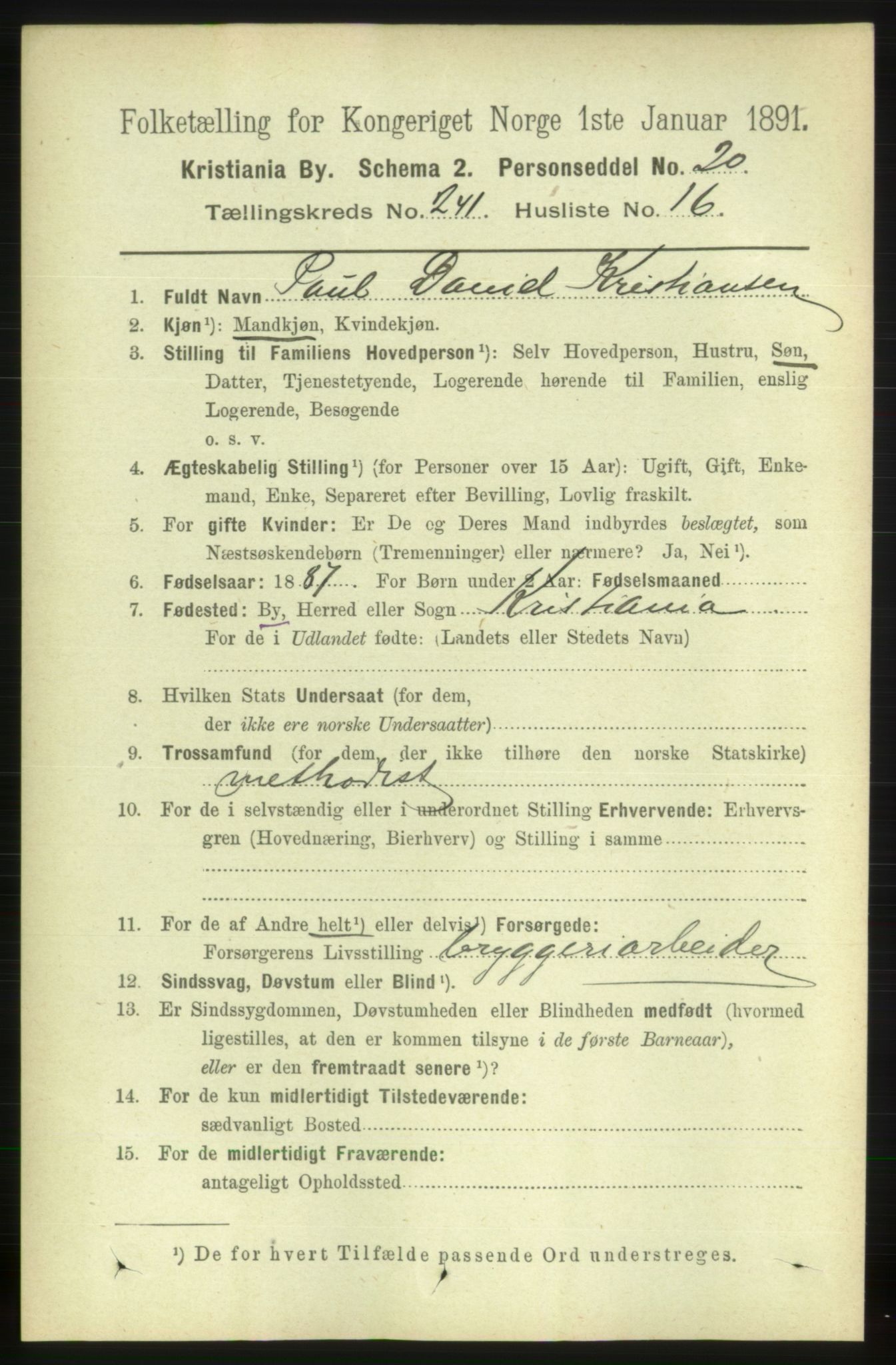 RA, 1891 census for 0301 Kristiania, 1891, p. 146687