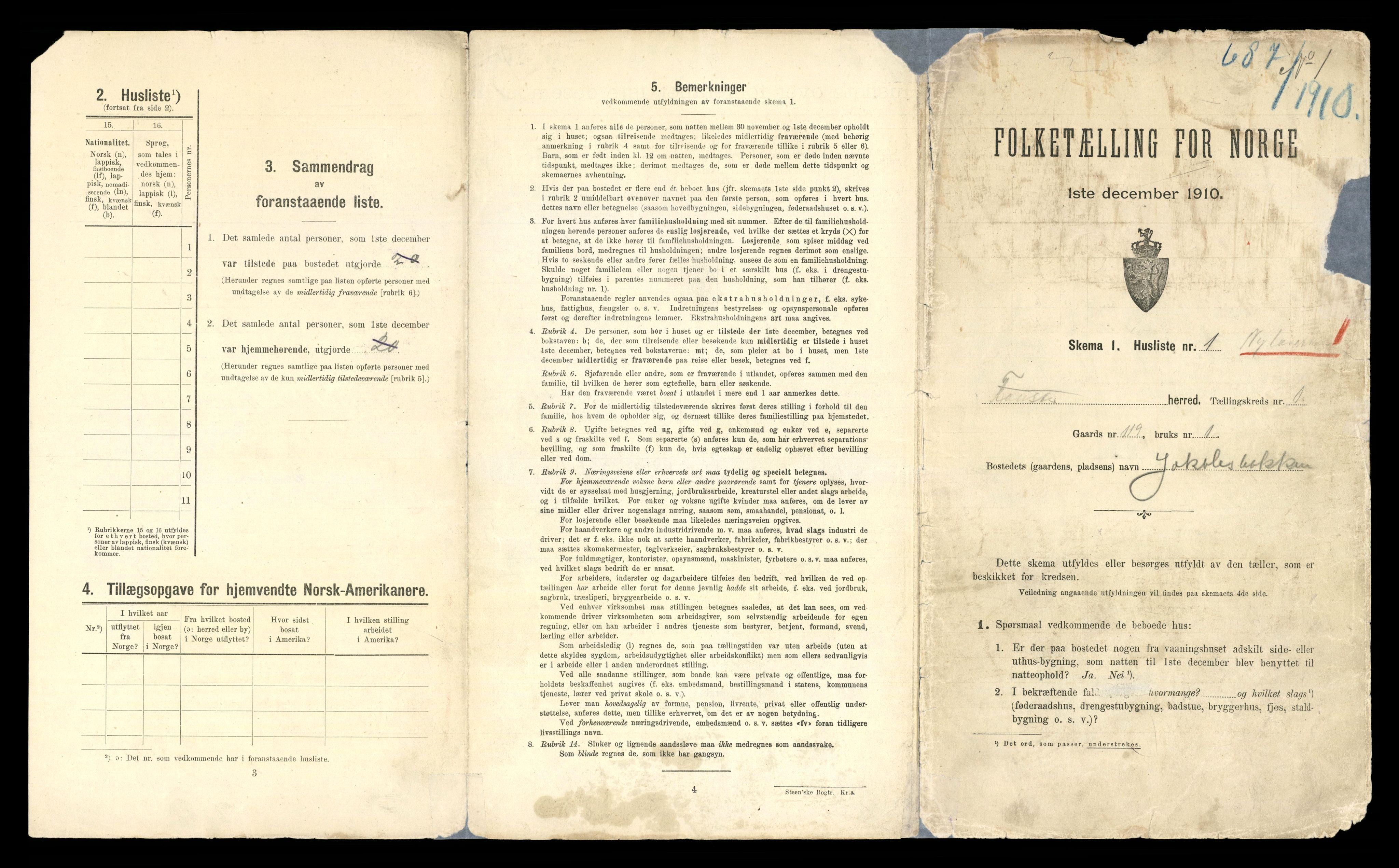 RA, 1910 census for Fauske, 1910, p. 84