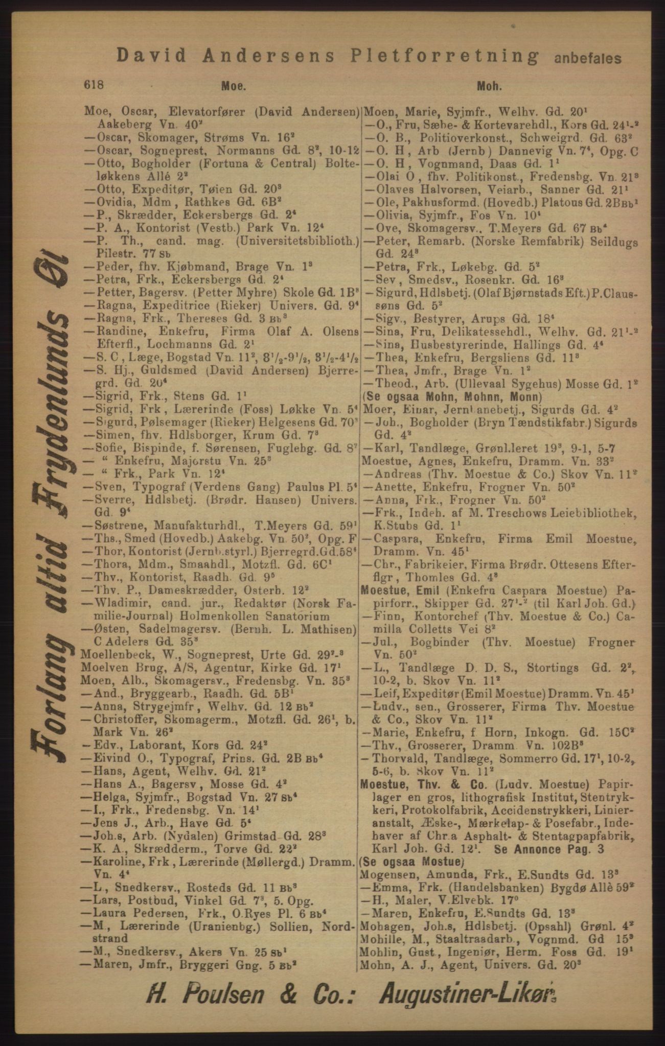 Kristiania/Oslo adressebok, PUBL/-, 1905, p. 618