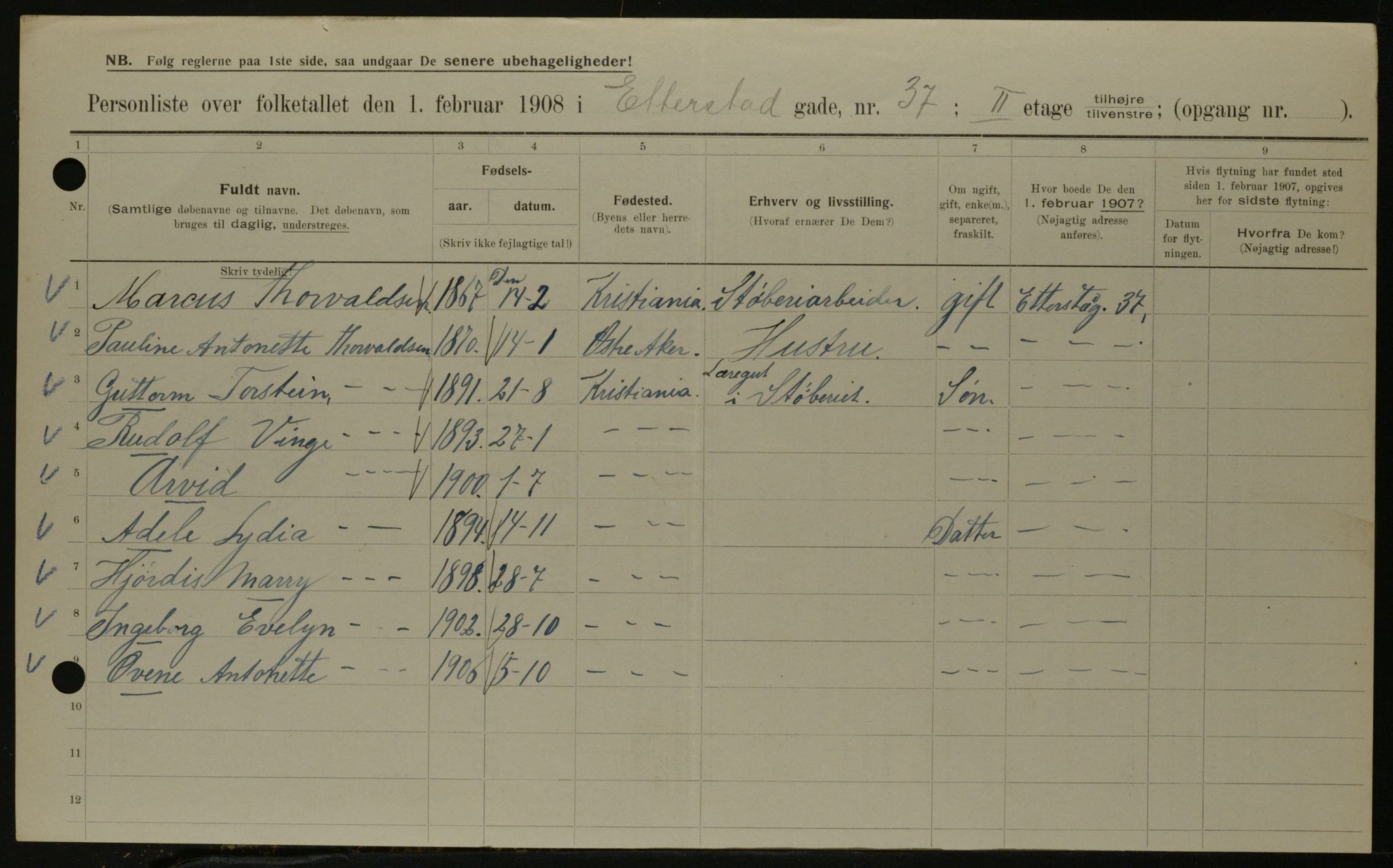 OBA, Municipal Census 1908 for Kristiania, 1908, p. 20593