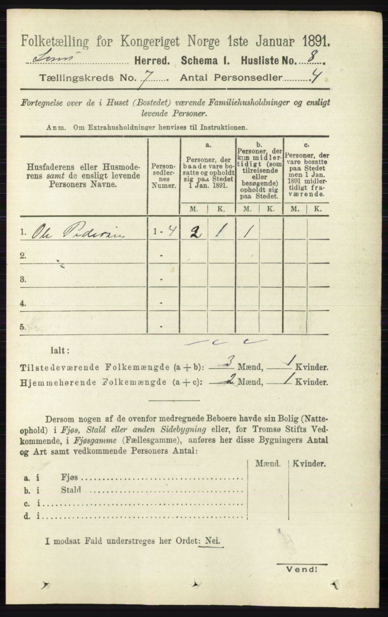 RA, 1891 census for 0514 Lom, 1891, p. 2767