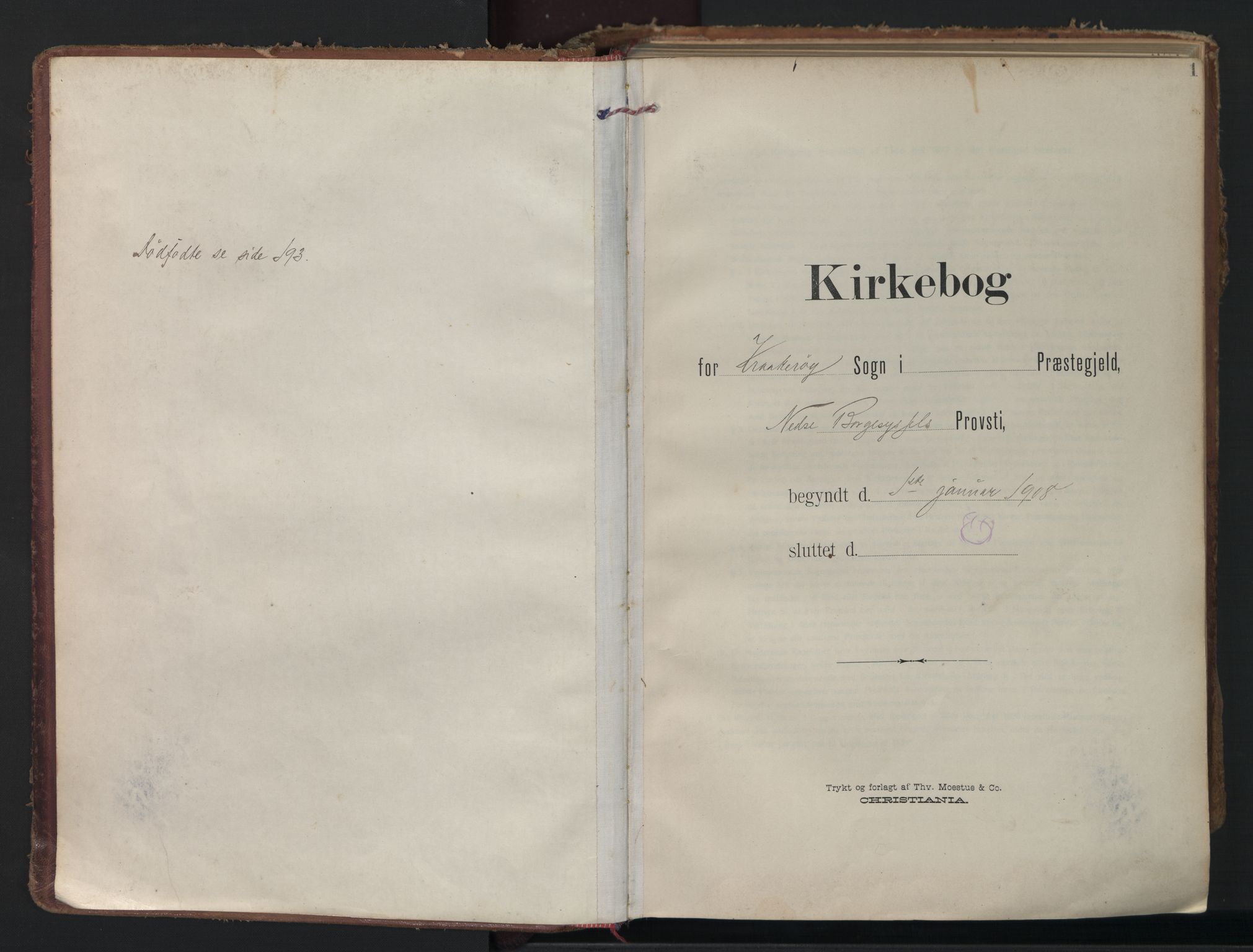 Kråkerøy prestekontor Kirkebøker, AV/SAO-A-10912/F/Fa/L0003: Parish register (official) no. 3, 1908-1937, p. 1