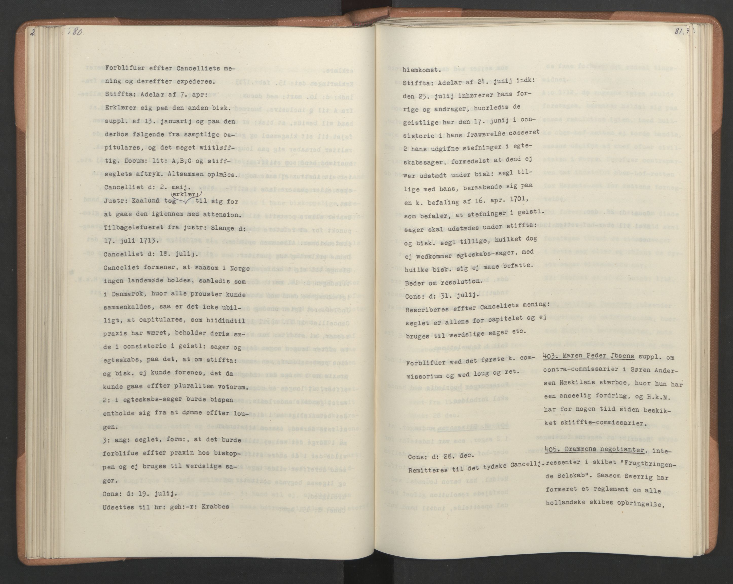 Avskriftsamlingen, RA/EA-4022/F/Fa/L0079: Supplikker, 1712-1713, p. 95