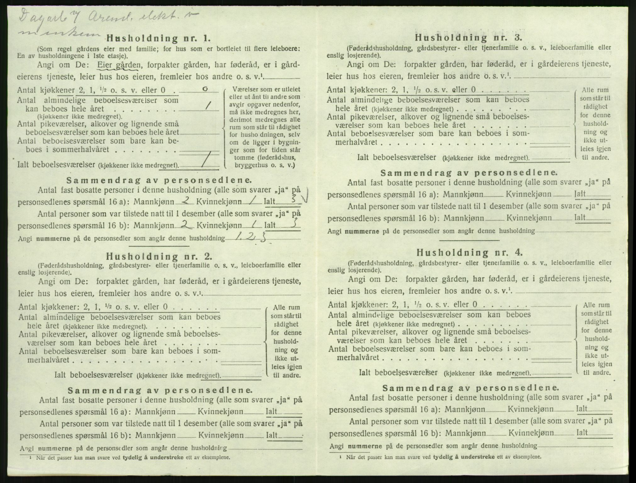 SAK, 1920 census for Froland, 1920, p. 898